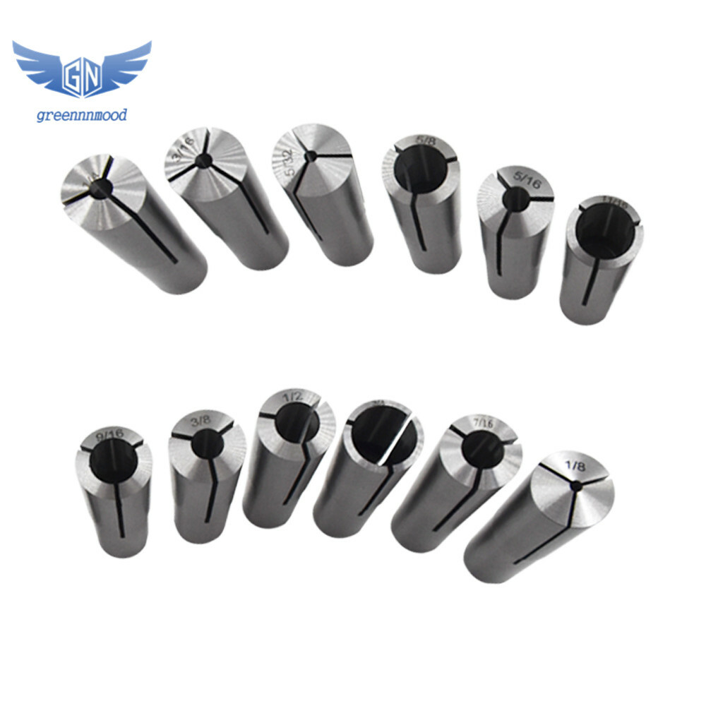 12 Pcs #3 Morse Taper Shank Collets 3MT MT3 1/8" - 3/4" Chuck Set