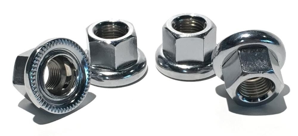MCS BMX SPINNER 3/8" (10mm) HUB AXLE NUTS CHROME (Set of 4)