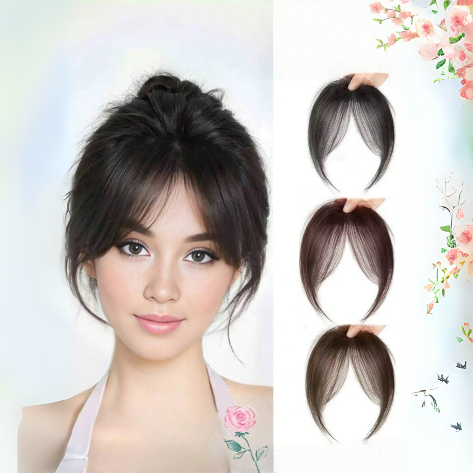 Hair Extensions Clip-in Fringe Women's Sideburn Clip-in Bang Front Hairpiece New