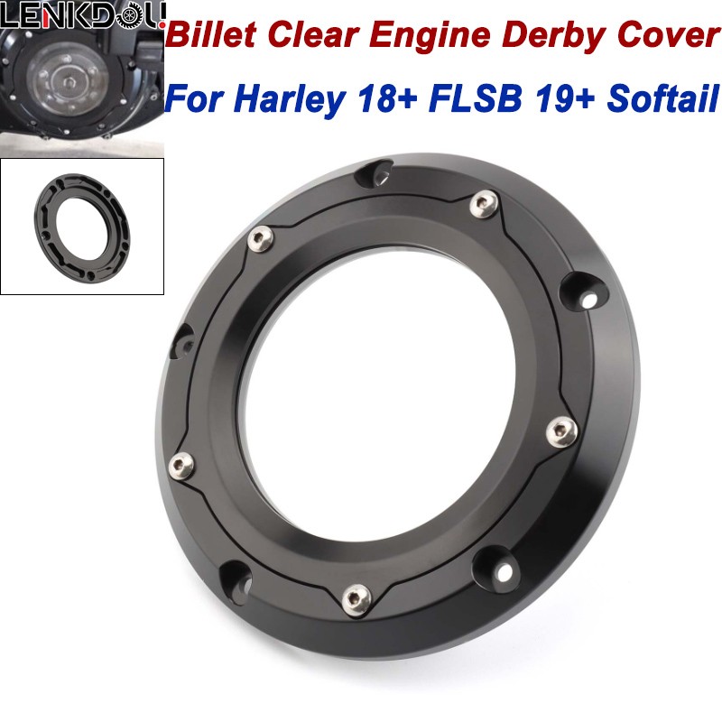 Clear Engine Derby Cover For Harley Softail M8 Low Rider FXLRS FLSB Street Bob