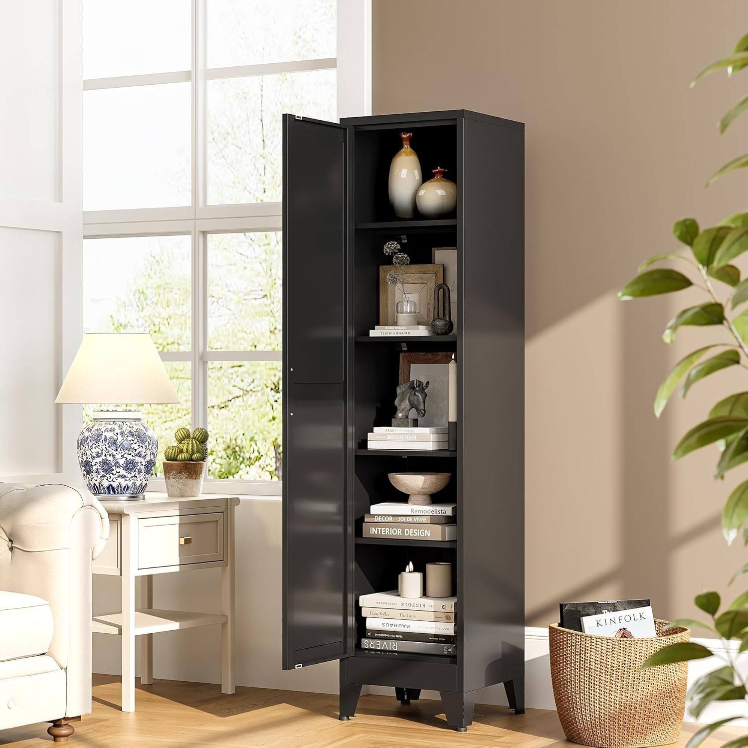 Cofar 67" Metal Utility Cabinet Filing Pantry Cabinet with Adjustable Shelves