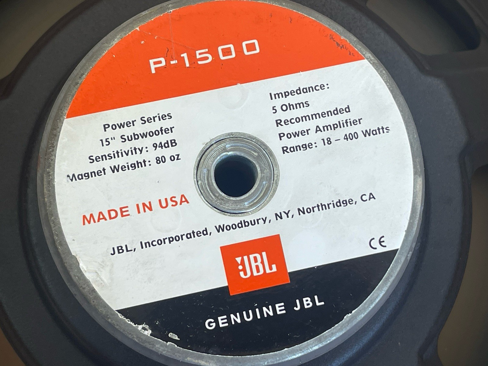 Vintage JBL P-1500 Power Series 15" Subwoofer in Box