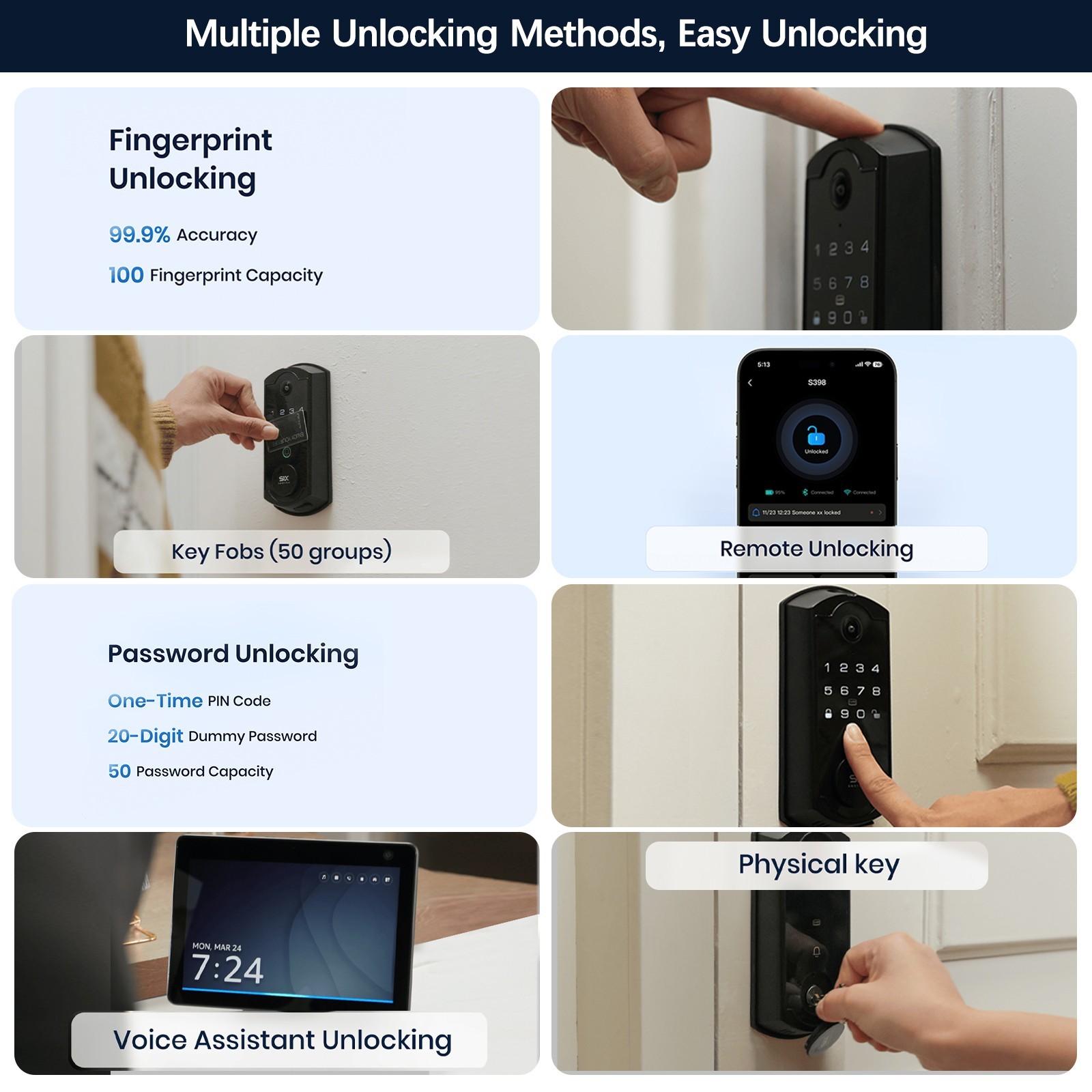 Video Smart Lock S398, 4-in-1 Camera Doorbell Fingerprint Keyless Door Lock