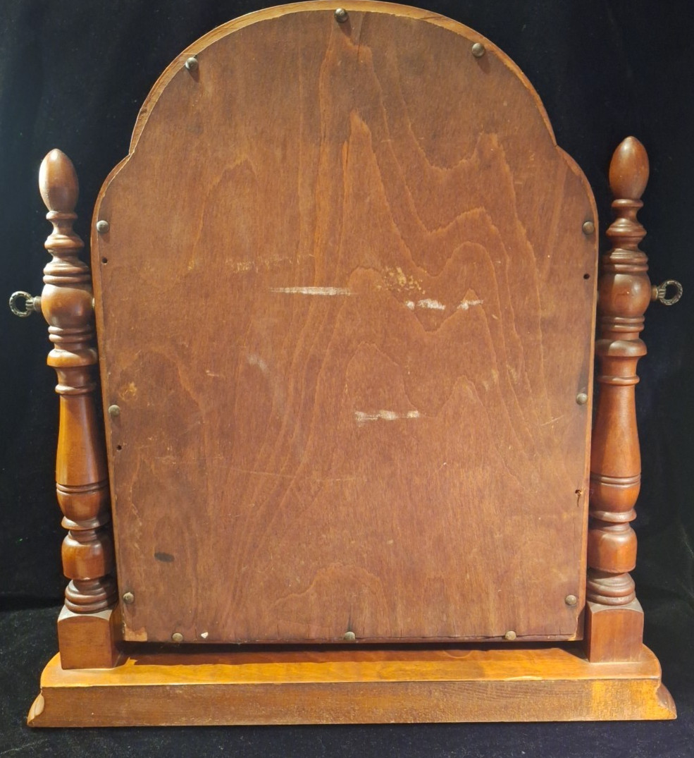 Antique Wood Tabletop Vanity Dressing Table with Falconer Durever Swivel Mirror