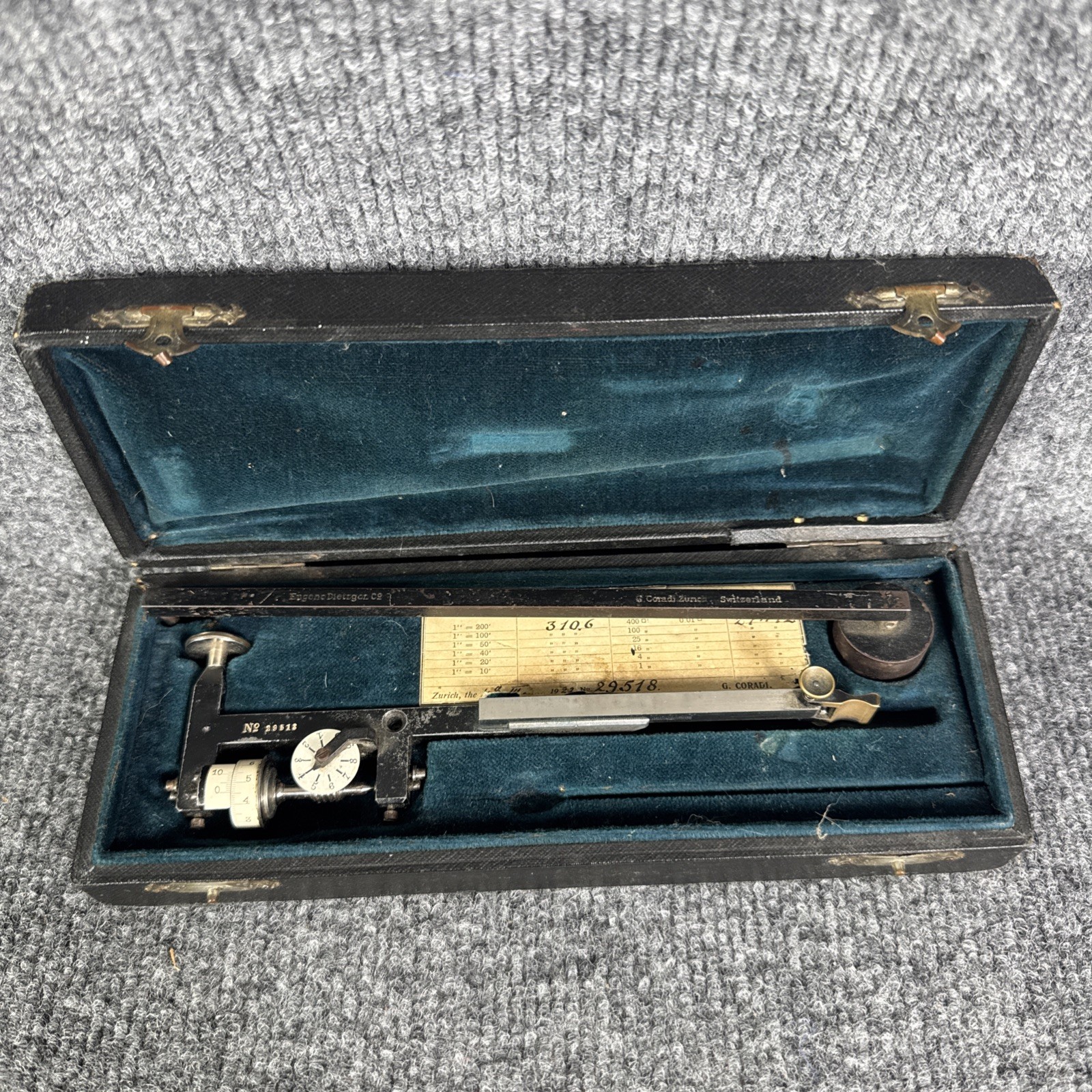 1922 G. Coradi Zurich Switzerland Compensating Polar Planimeter Dietzgen # 29518
