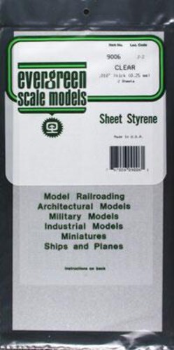Evergreen Plastic Styrene Clear Sheet .010x6x12 (2) - Model Railroad Scratch