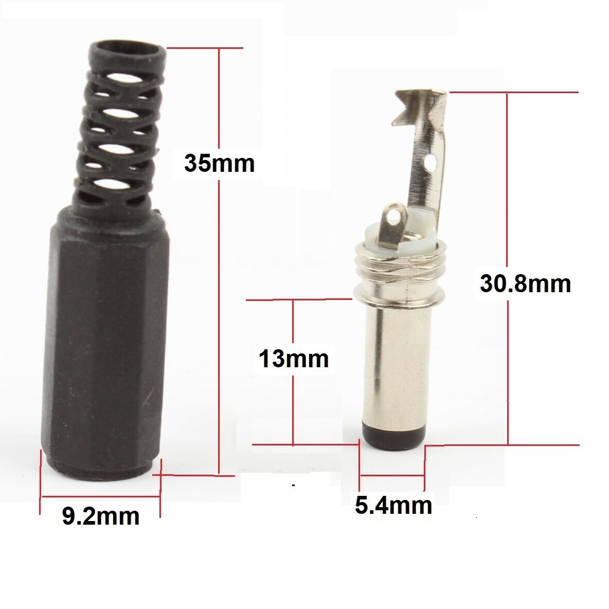 5-Pack 5.5x2.5mm *13 Male Solder DC Power Barrel Tip Plug Straight Connectors