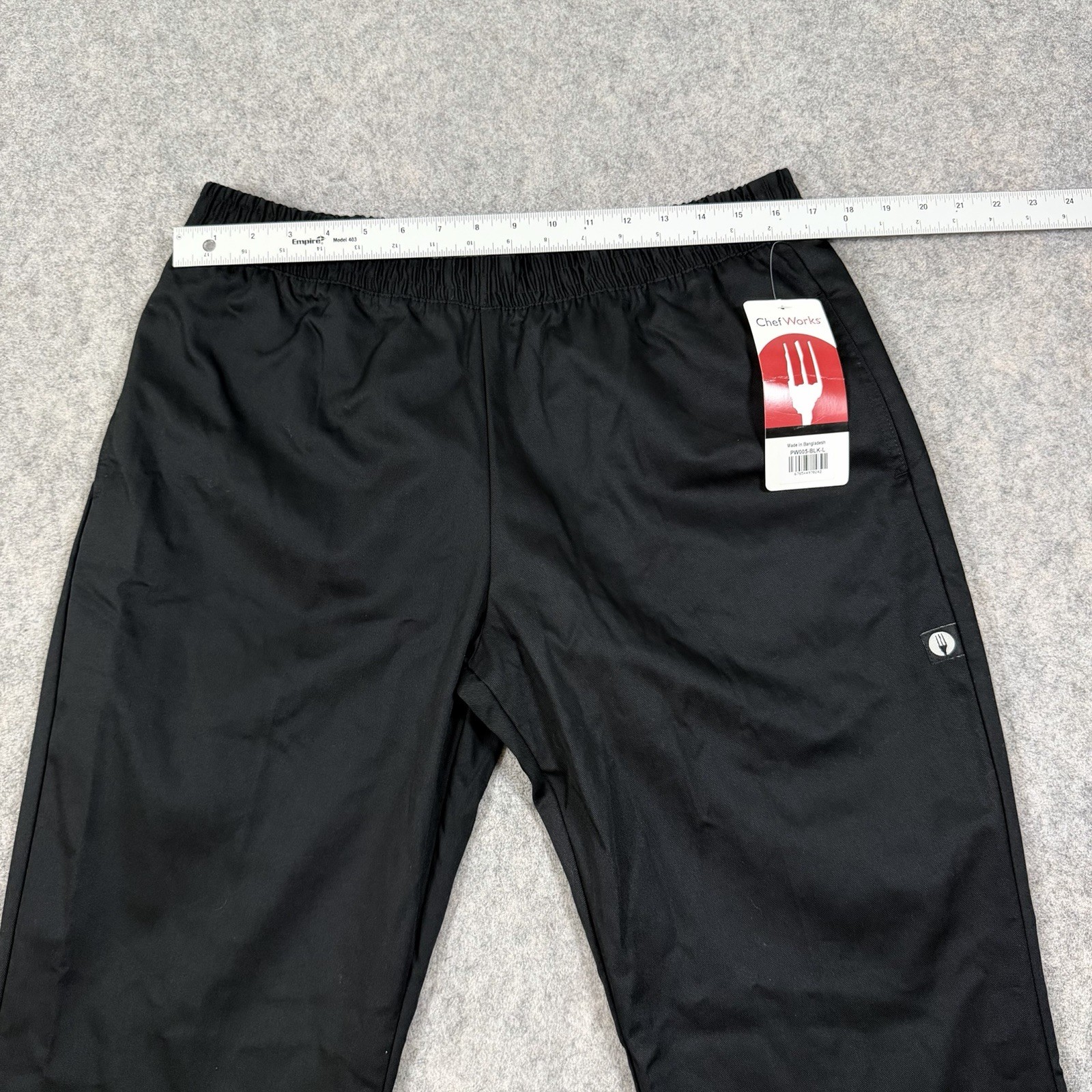 Chef Works Lightweight Slim Pants Men's Size Large (Actual Fits 35x32) Black NWT