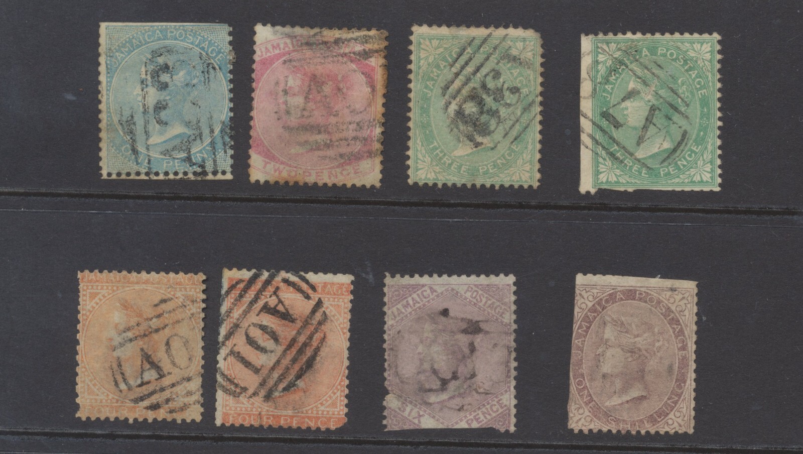 Jamaica Stamps 1860 SG1b;2/4;4a;5;6a used CV £252