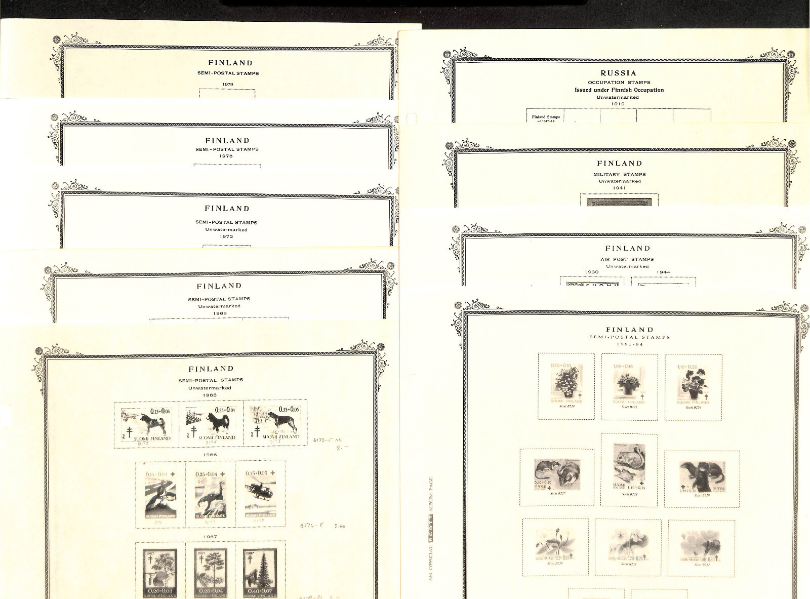 Finland Stamp Collection on 60 Scott Specialty Pages, 1856-1986 (BA)