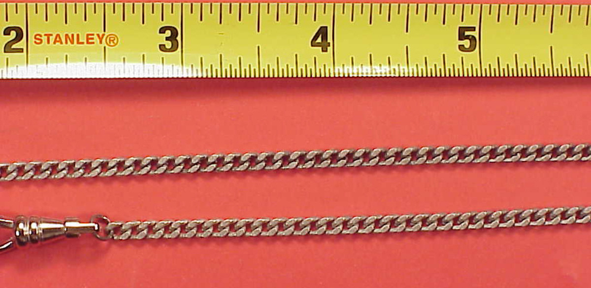 Vintage Antique Silver PLated Fine Curb Link Mans Pocket Watch Chain 14 inch