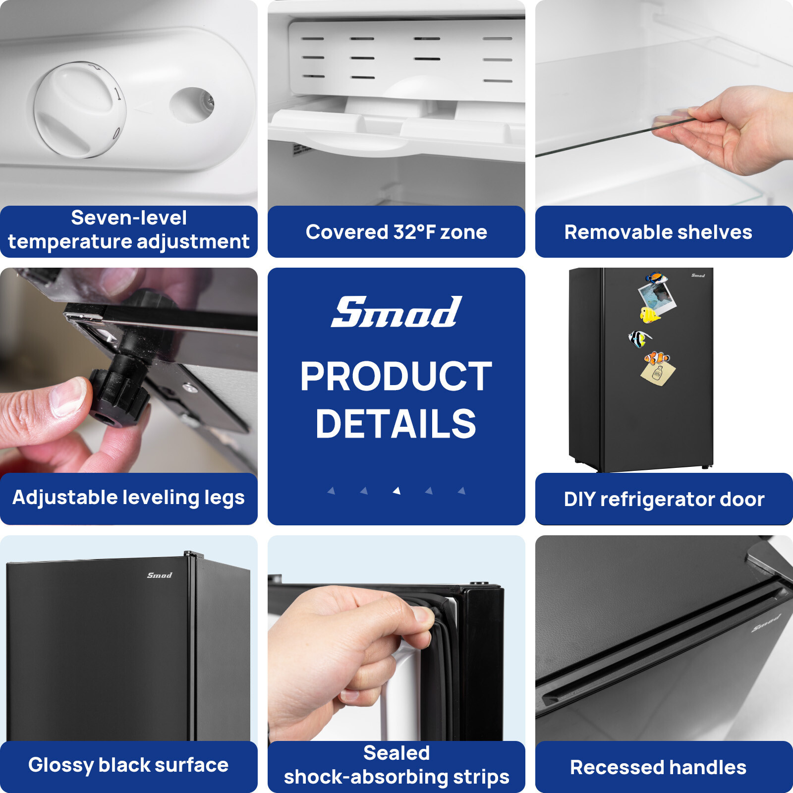 3.2 cu ft Home Refrigerator 32~50℉ Compact Fridge Energy Saving 115V Low Noise