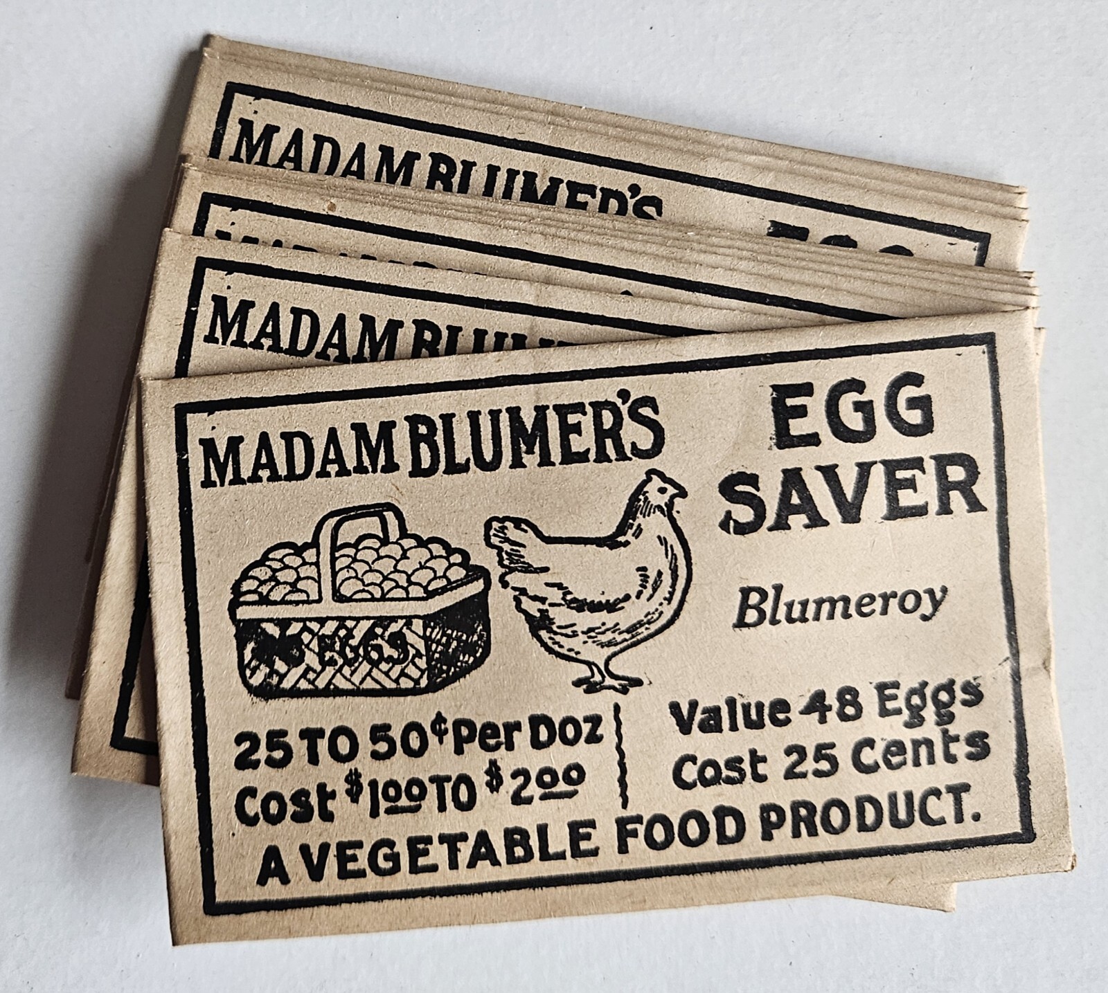 Lot of 12 Vintage Old Madam Blumer’s Egg Saver Envelops Packets Chickens