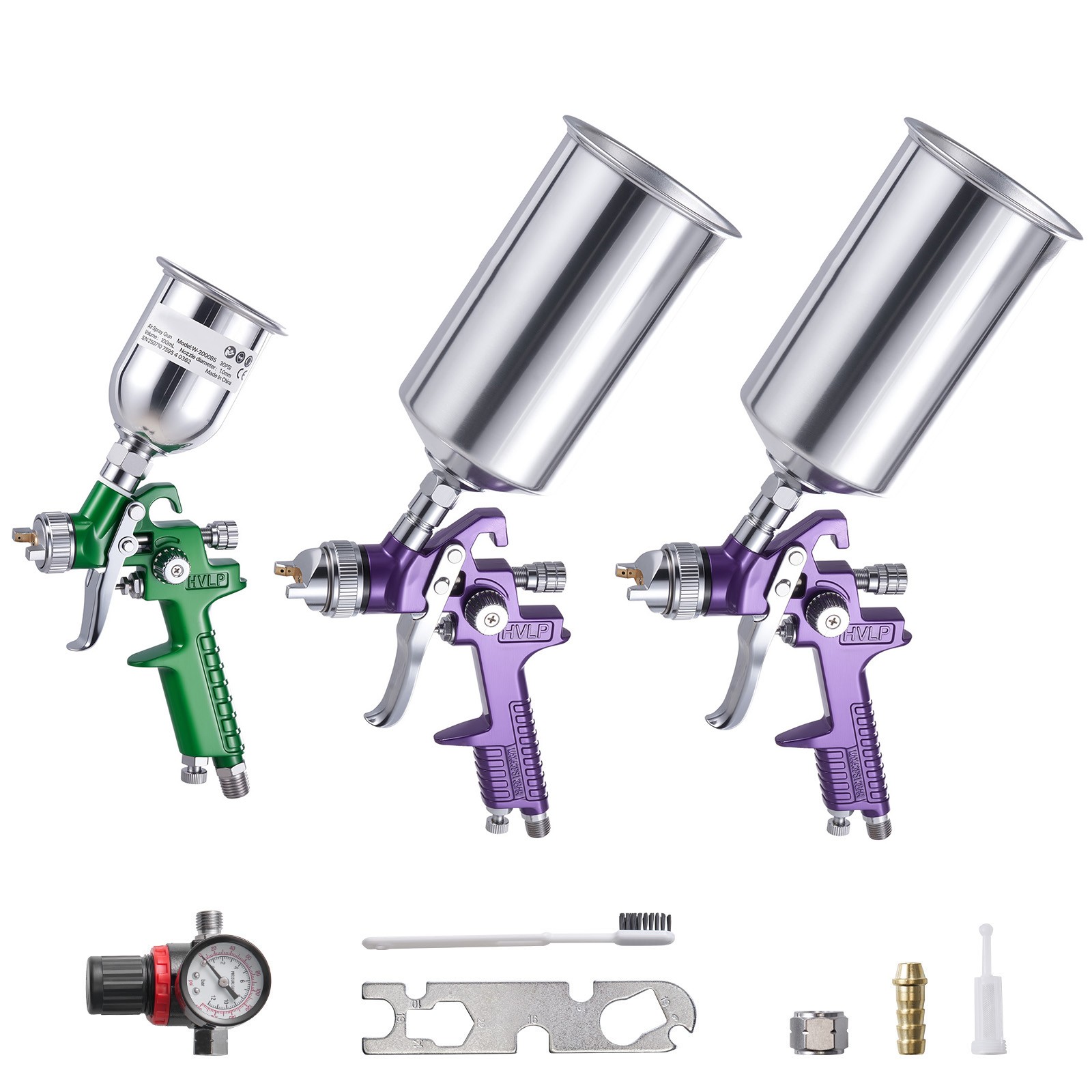 Uimoso 3-Piece Automotive Paint Spray Gun Kit with Multiple Nozzle Sizes