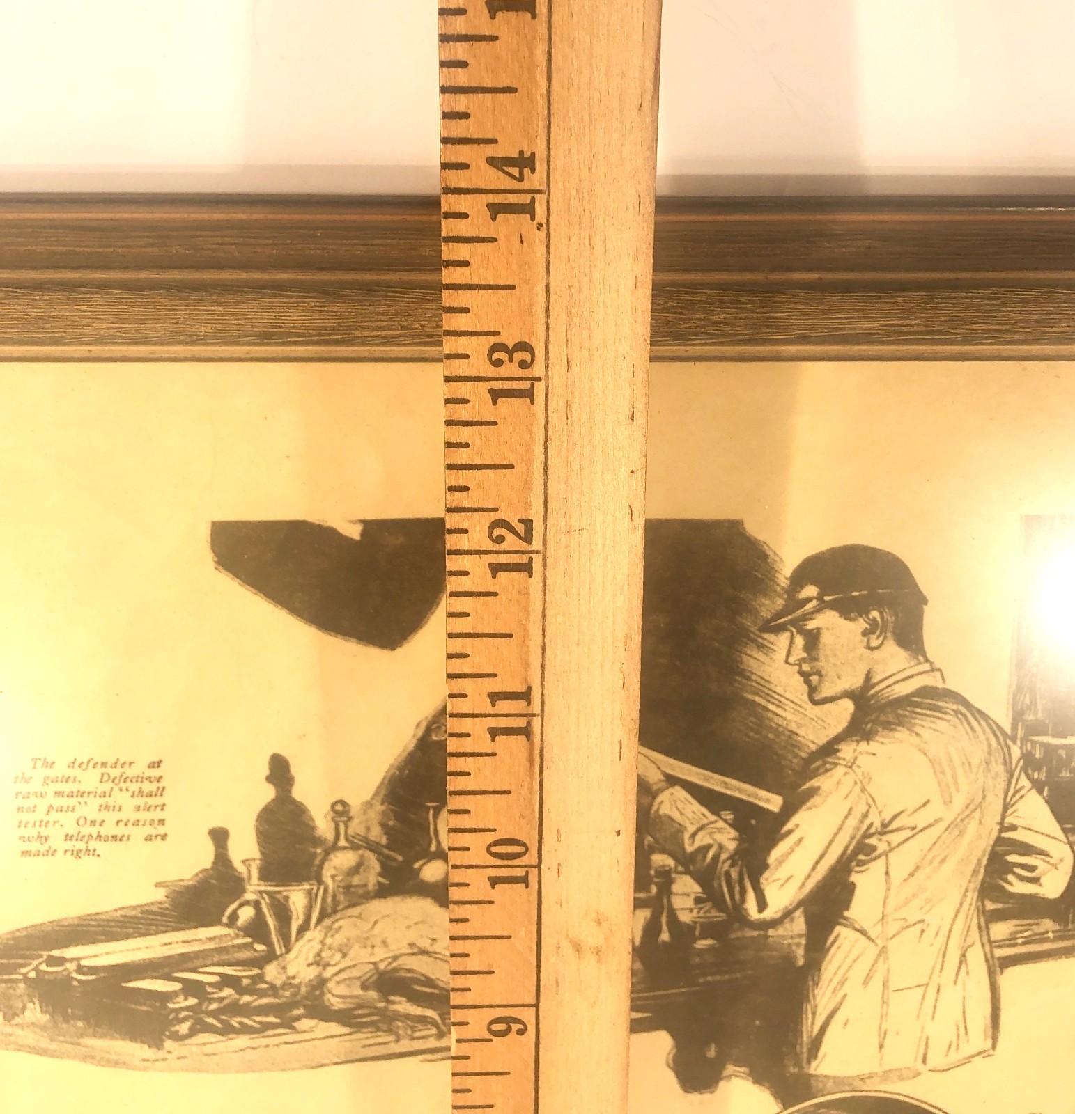 Vintage Early 1900's Western Electric Framed Advertising 4 Candlestick Telephone