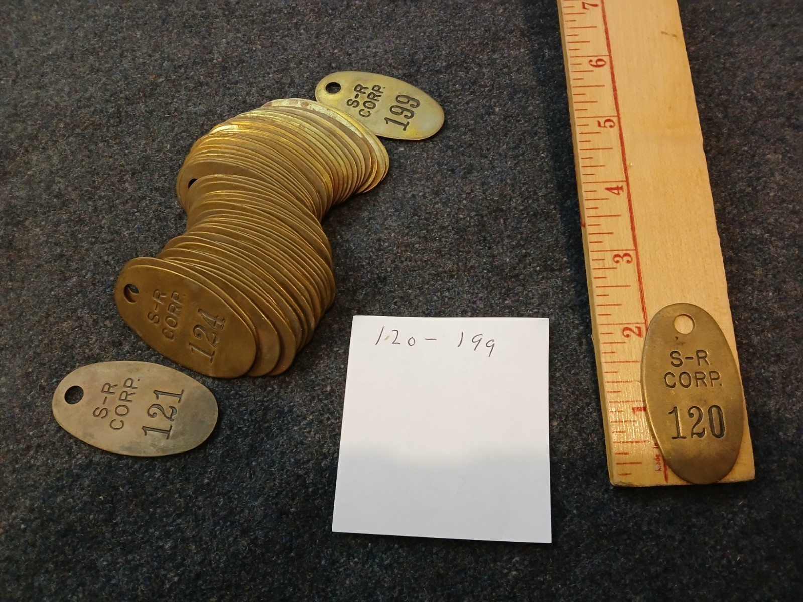 Stearn-RogersNumbered Brass Tags Stamped Consecutive Numbers 50Pack