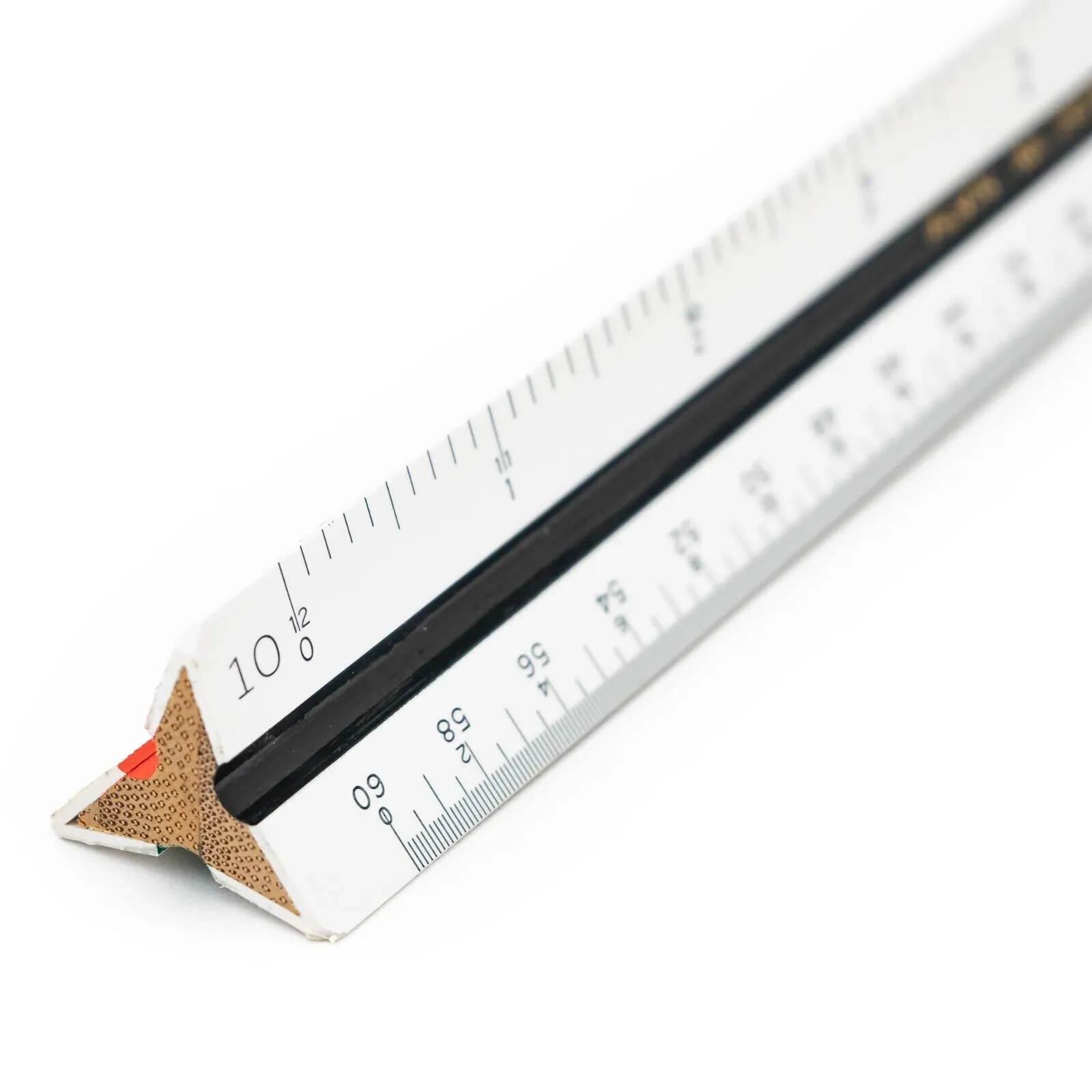 Rare Alvin 241B Engineer Scale 12in Triangular Drafting Ruler Solid Bamboo Japan