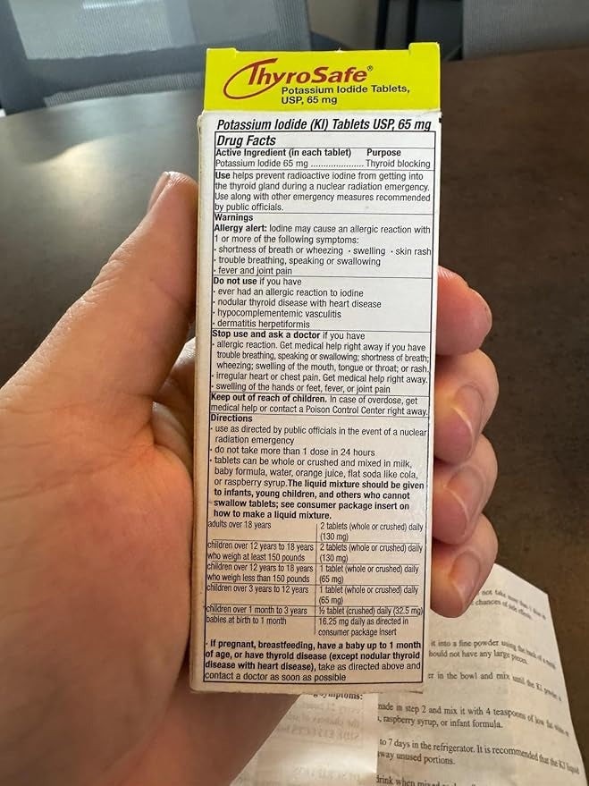 Thyrosafe 65mg Potassium Iodide Tablets Radiation Protection (20 Pack)