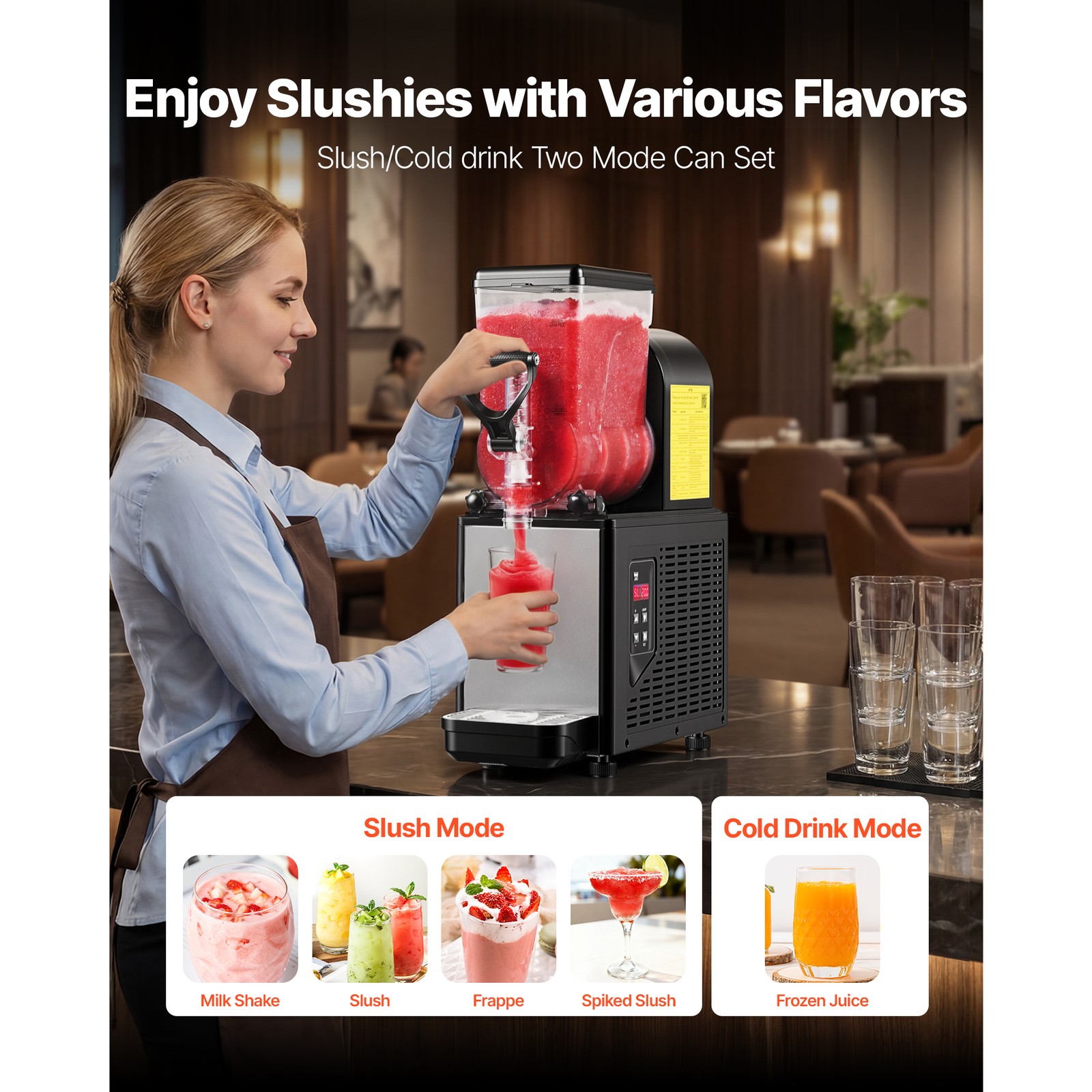 Uimoso 6L/1.6 GAL Frozen Beverage Machine with Single Tank for Slushies