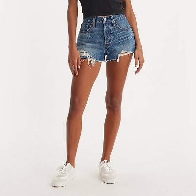 Levi's 501 Original Fit Women's High-Rise Frayed Jean Denim Shorts