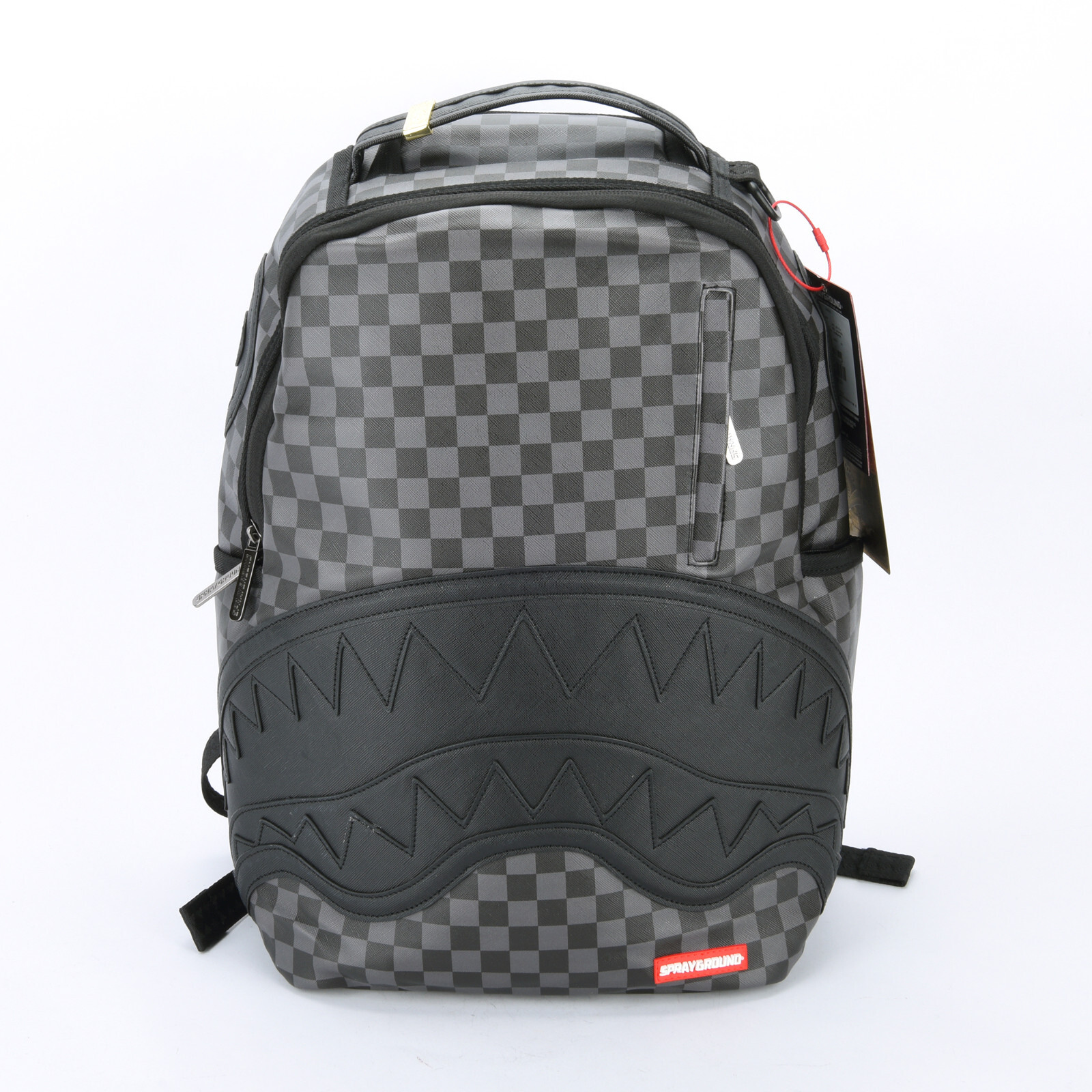 Sprayground Shark Henny Sharks in Paris Leather Backpack Unisex Plaid Black