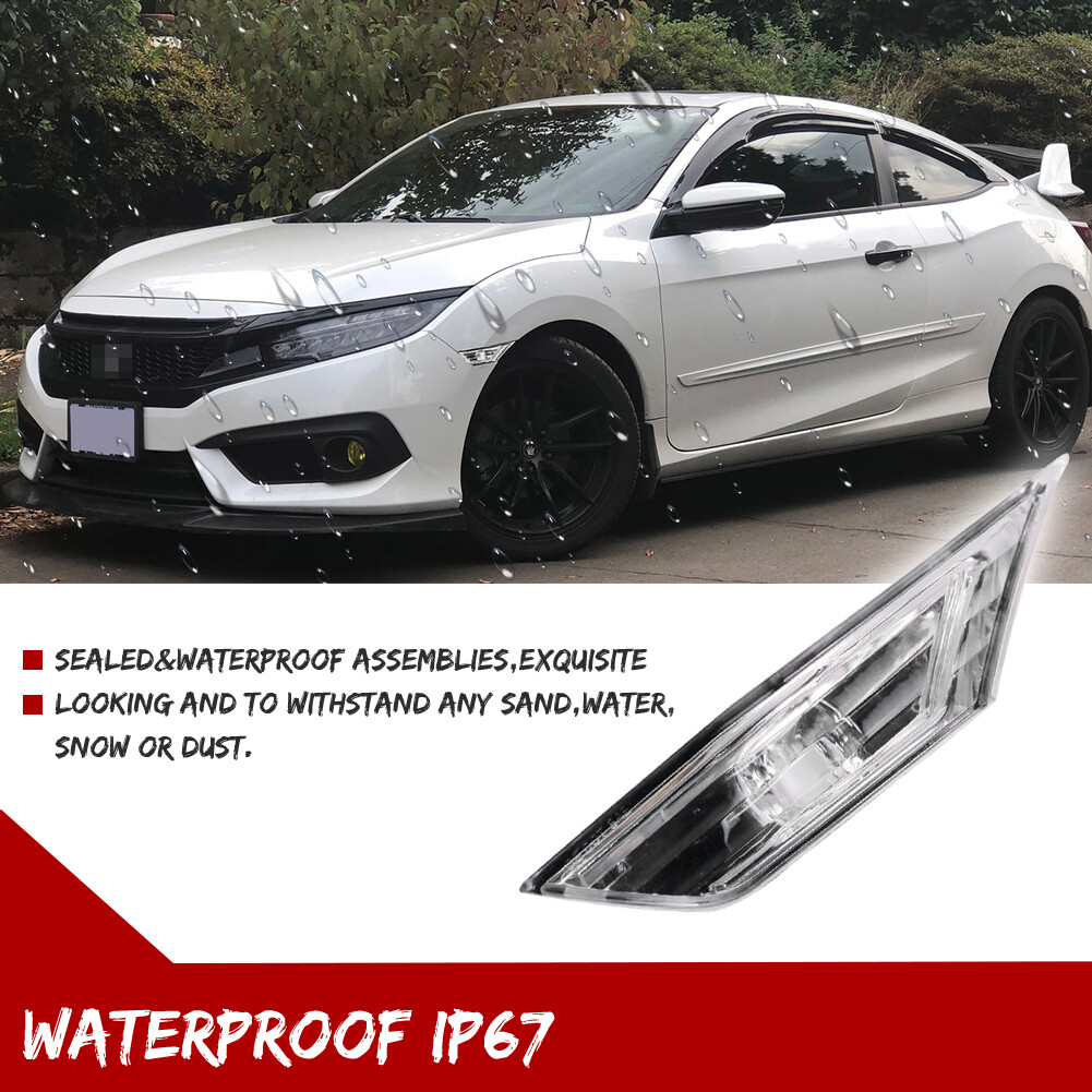 Pair Clear LED Side Lamp Turn Marker Signal Light For Honda Civic 2016-20 2021