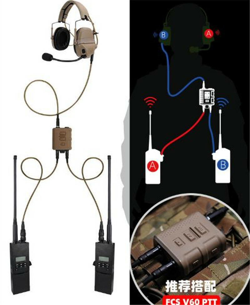 FMA FCS AMP Upgraded Dual Channel Pickup Noise Reduction Tactical Headset Set