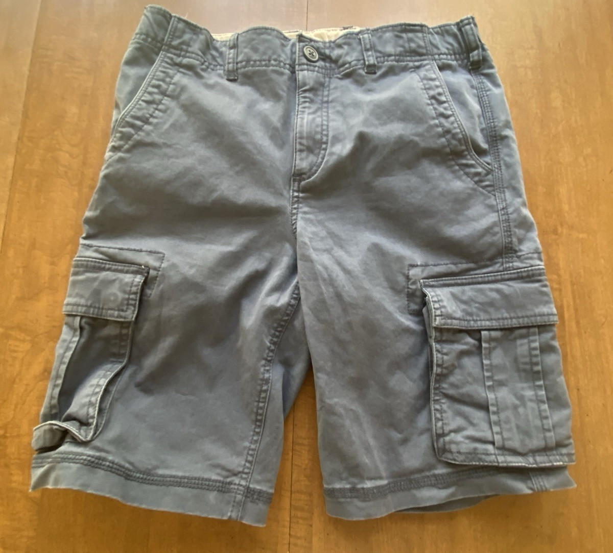 Gap Kids Size 14 Husky Blue Cargo Shorts & 14/16 Print Button Down Shirt Light