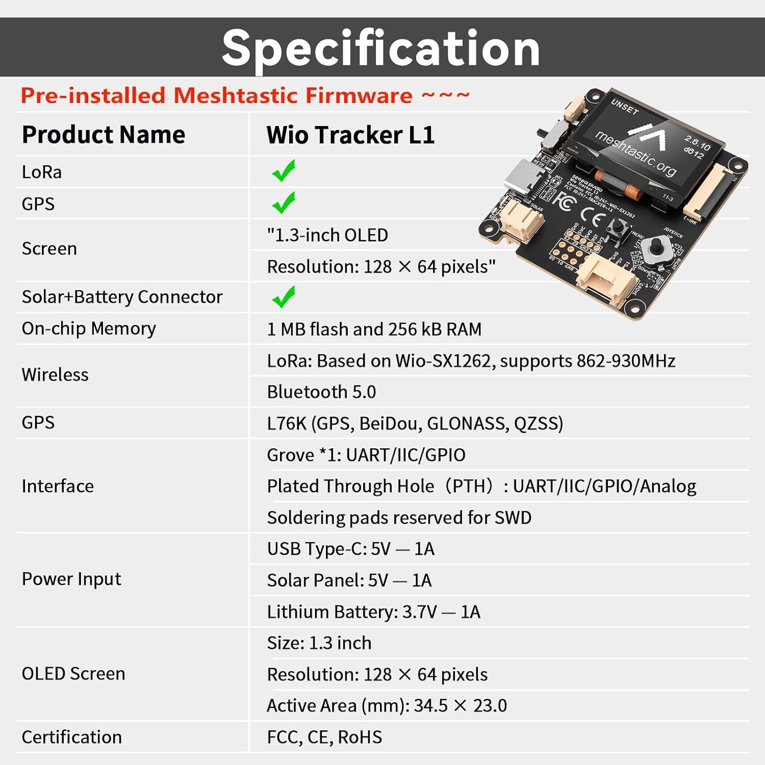 Wio Tracker L1 Meshtastic Node Meshnology Board Kit Bluetooth GPS +Battery+ Case