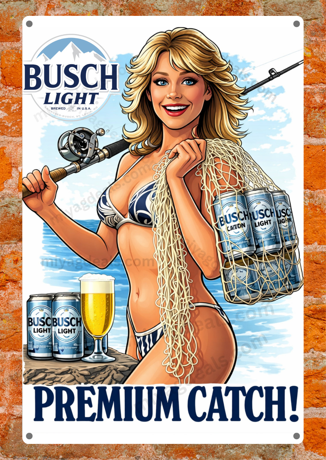 BLight Beer Hunting Metal Sign Funny Wildlife Deer Raccoon Wall Decor Read Des