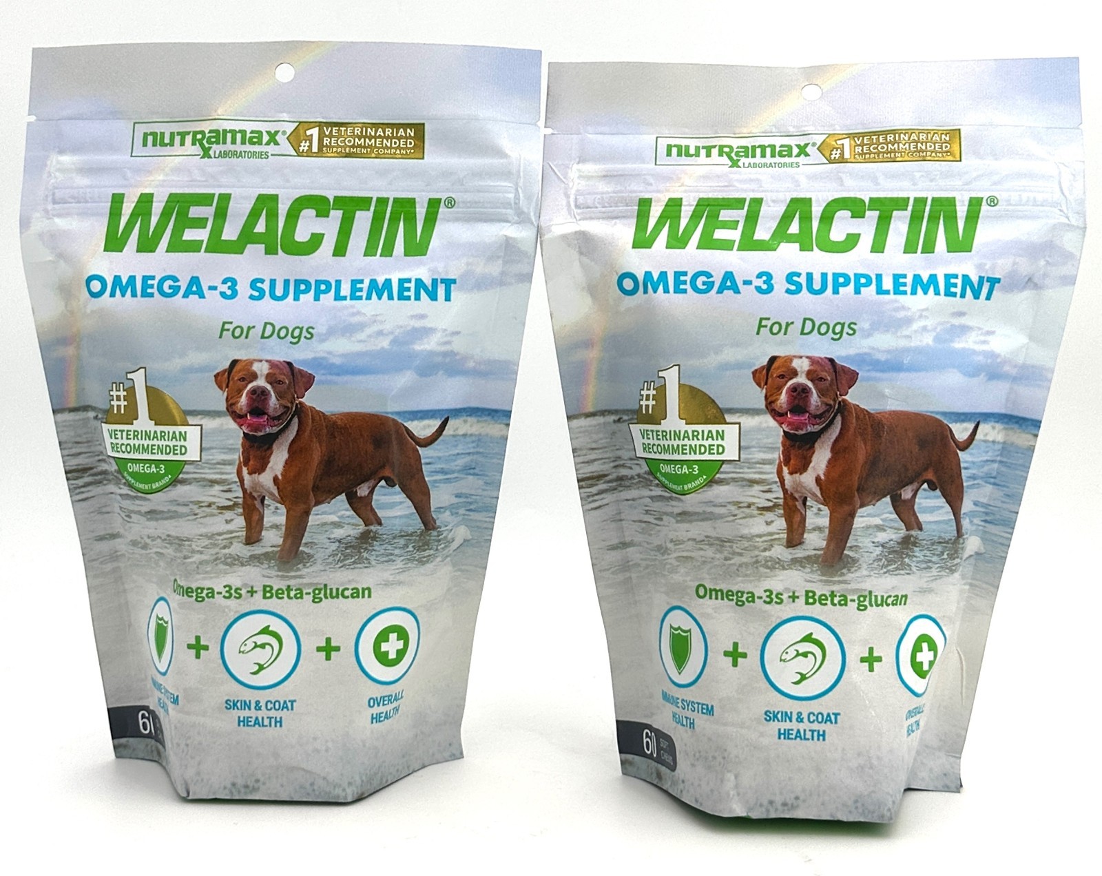 (Lot of 2) Nutramax Welactin Omega 3 Fish Oil Soft Chews For Dogs 60 Ct