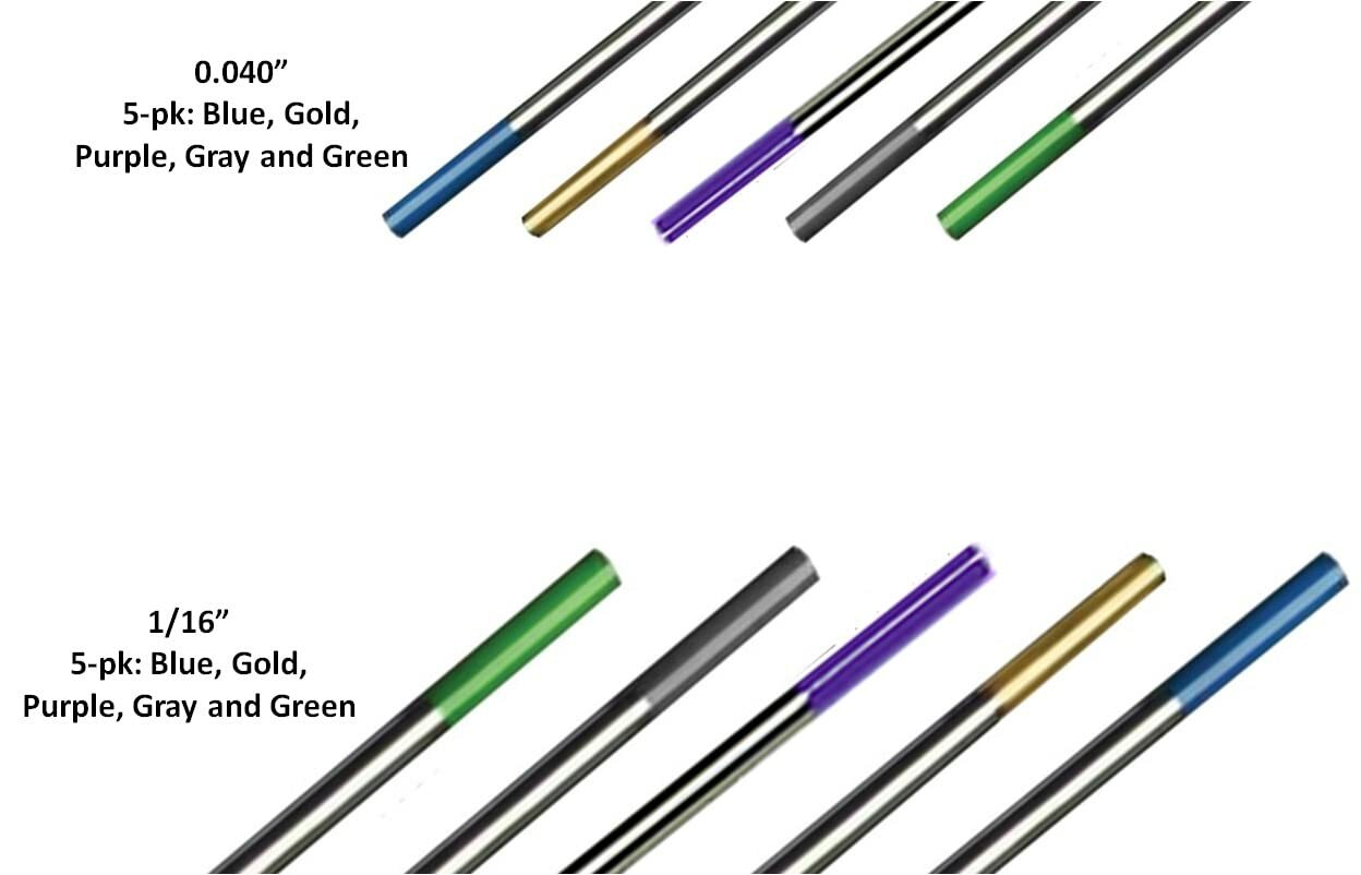 WeldingCity® 10-PK TIG Welding Tungsten ASSORTED GN-VT-GY-AU-BU .040"-1/16" x 7"