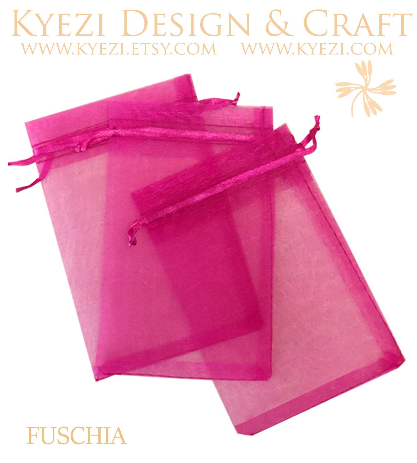 2"x3", 3"x4", 4"X6", 5"x7" Choose Your Own Colors Sheer Drawstring Organza Bags