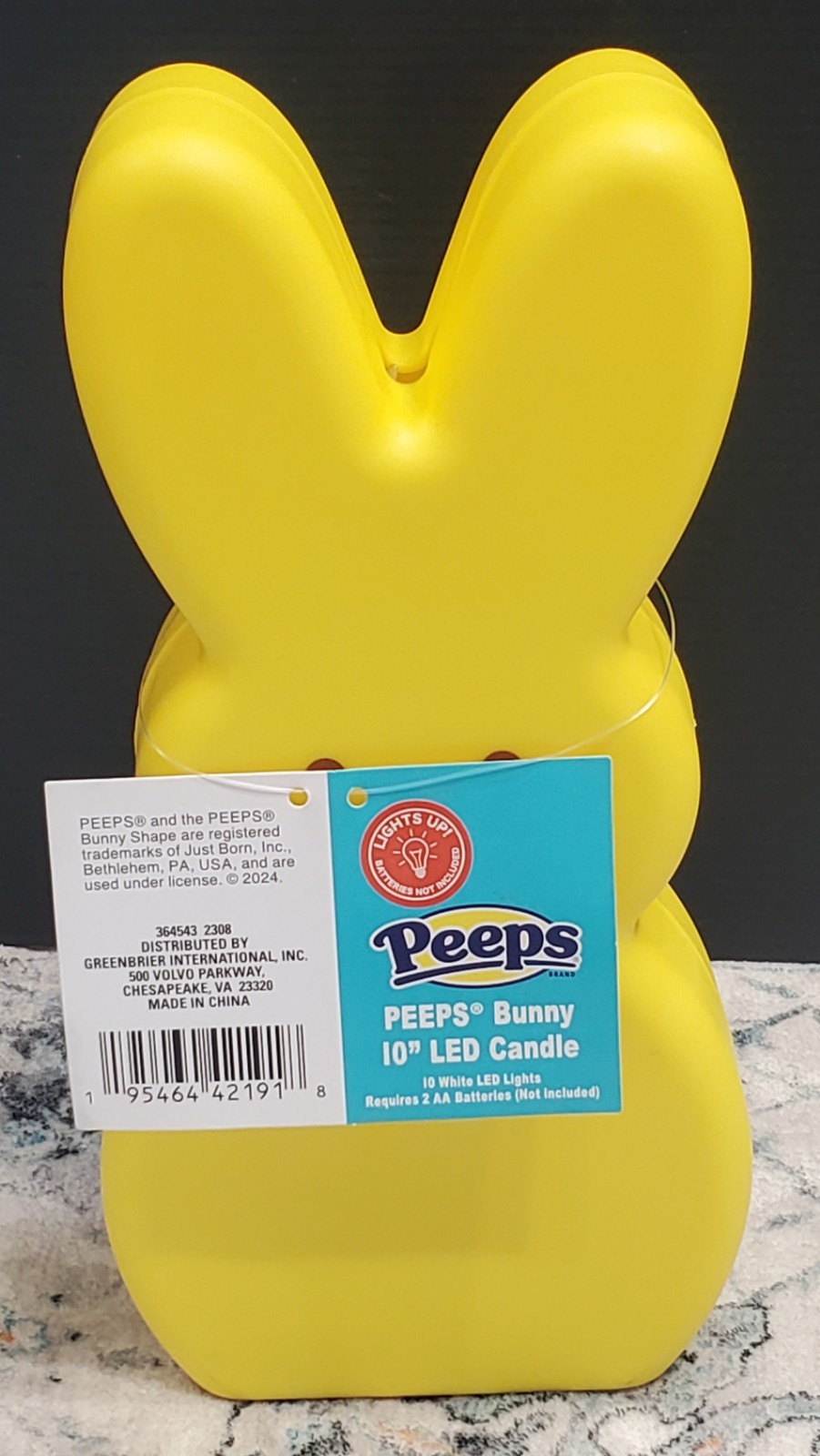 Peeps PEEPS Easter Bunny Marshmallow 10" LED Blow Mold Candle Figure Valentine's