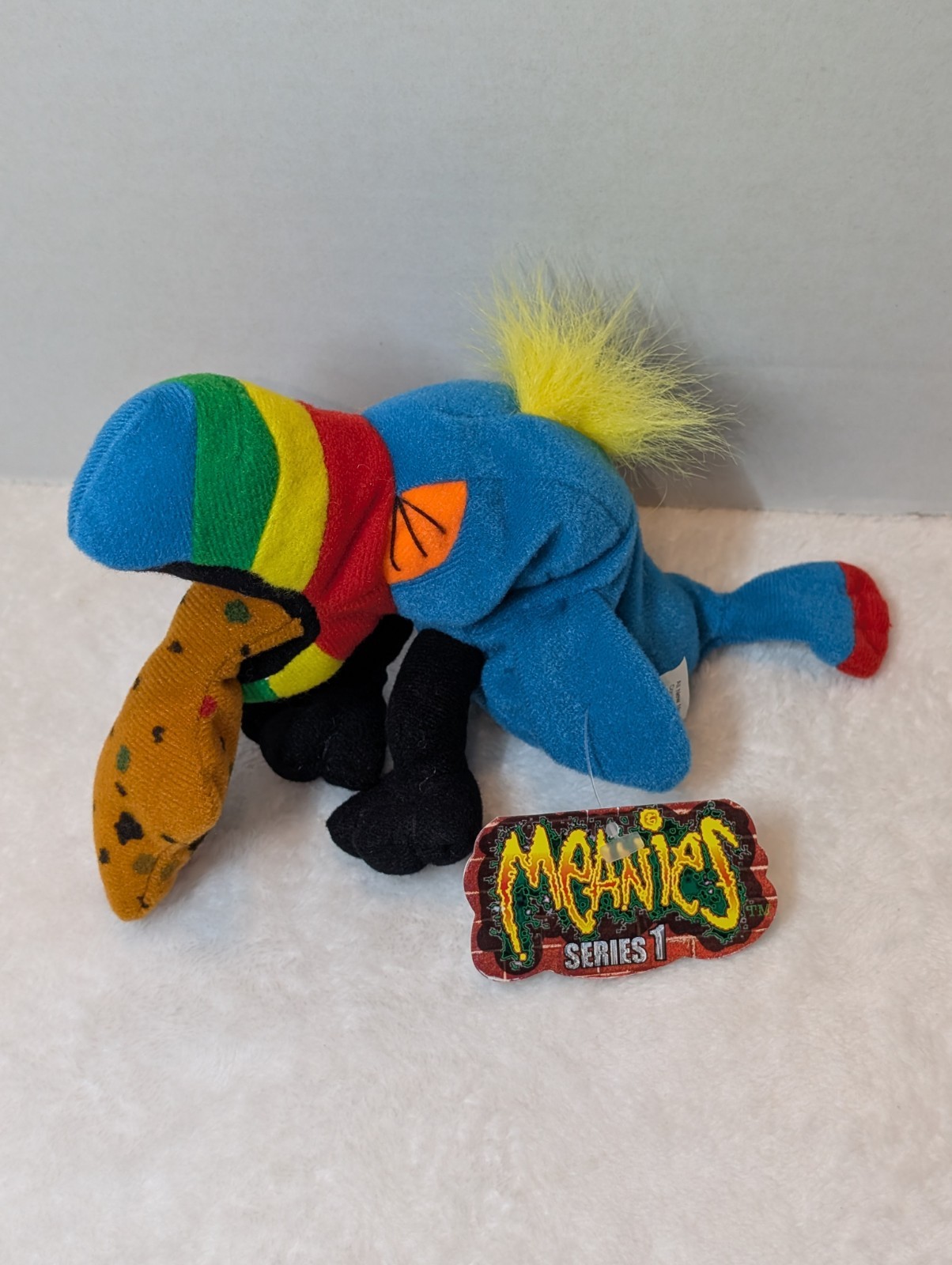 Vintage 90s Meanies Plush Lot 6 - Series 1 & 2 With Tags DIGGER Snake Eyes BEAR