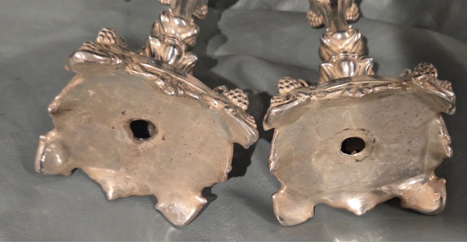 2 x Silver Candelabras, Candle holders, 947 grams .999 pure, no fillers in base.