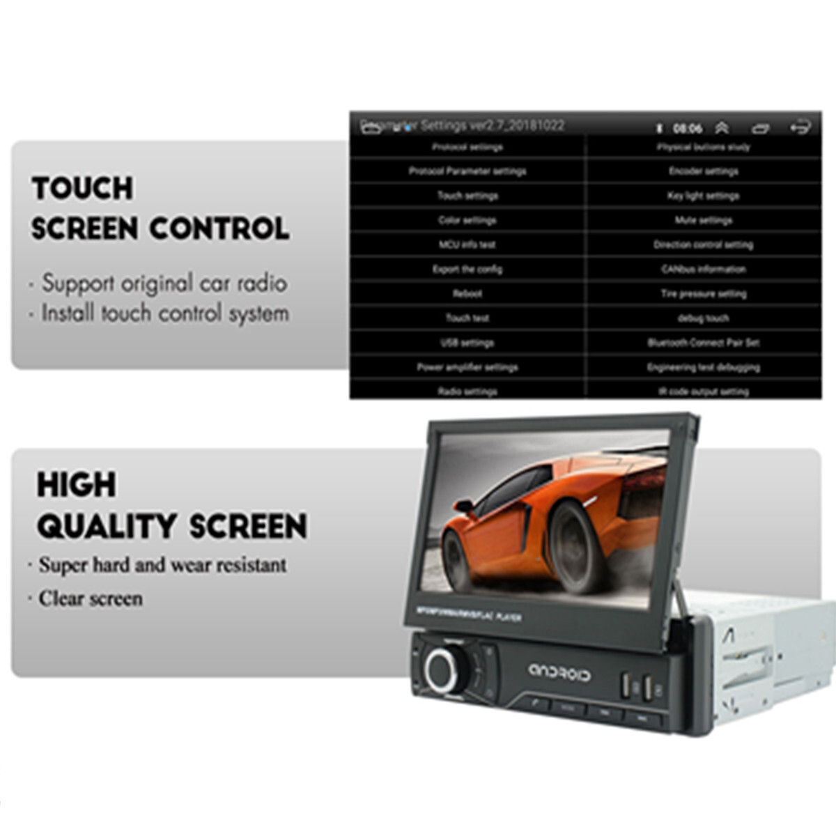 Stereo Car Radio For Carplay GPS Bluetooth Touch Screen Video Player Mirror Link