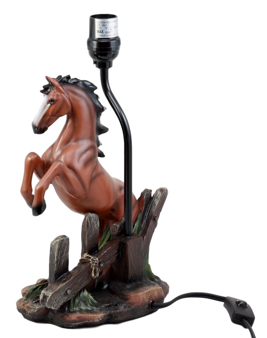 Rearing Wild Chestnut Horse Stallion Desktop Table Lamp With Shade Home Decor