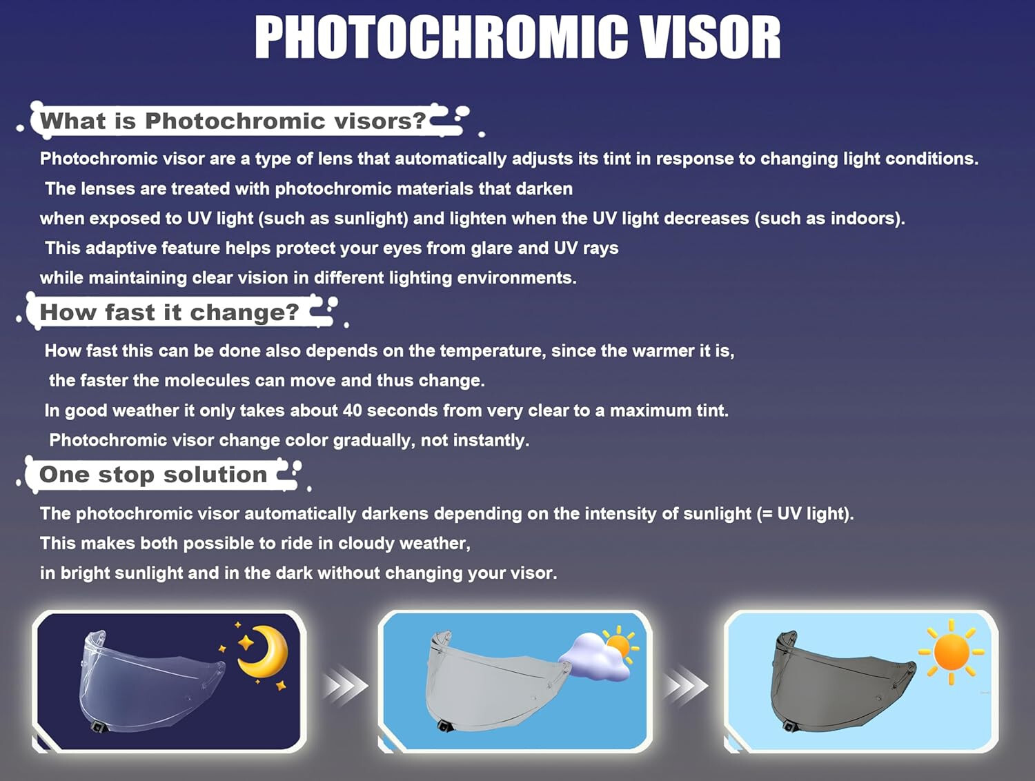 Photochromic Face Shield Helmet Visor for Rpha 70 Rpha 70 St Rpha 11 Rpha 11 Pro