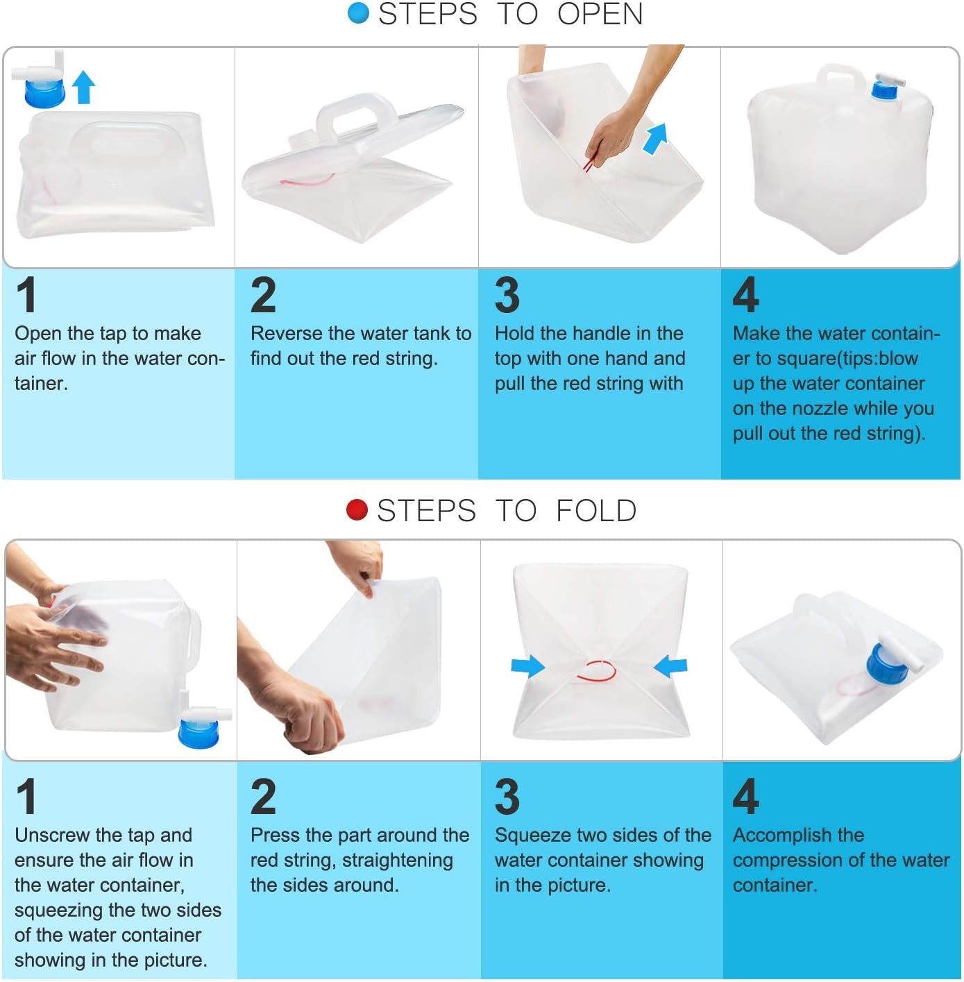 Collapsible Water Container with Spigot, 2×5.3 Gallon BPA Free Camping Water St