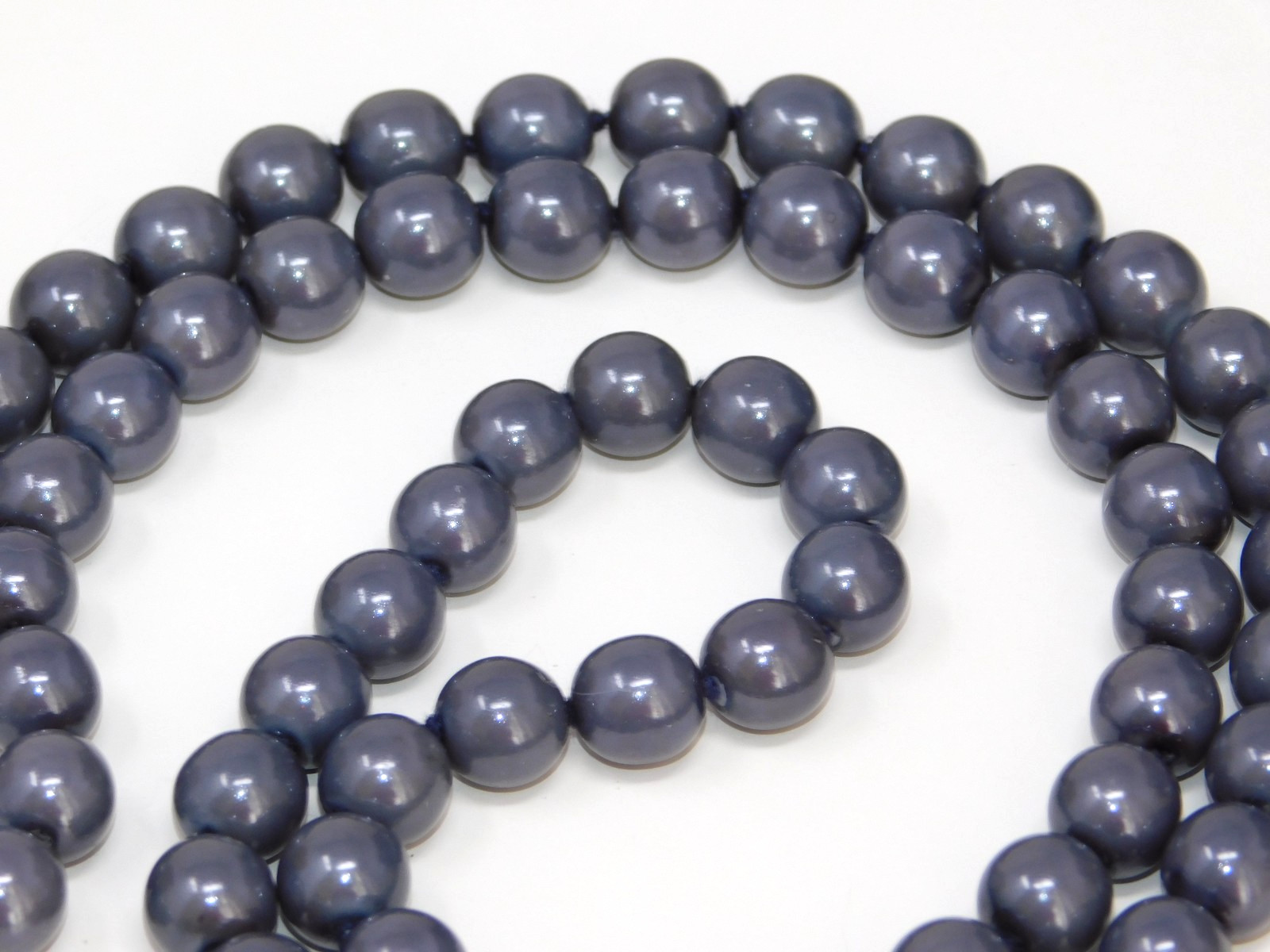 Vintage JOAN RIVERS Blue Hand Knotted 30" Faux Pearl Glass Bead Necklace