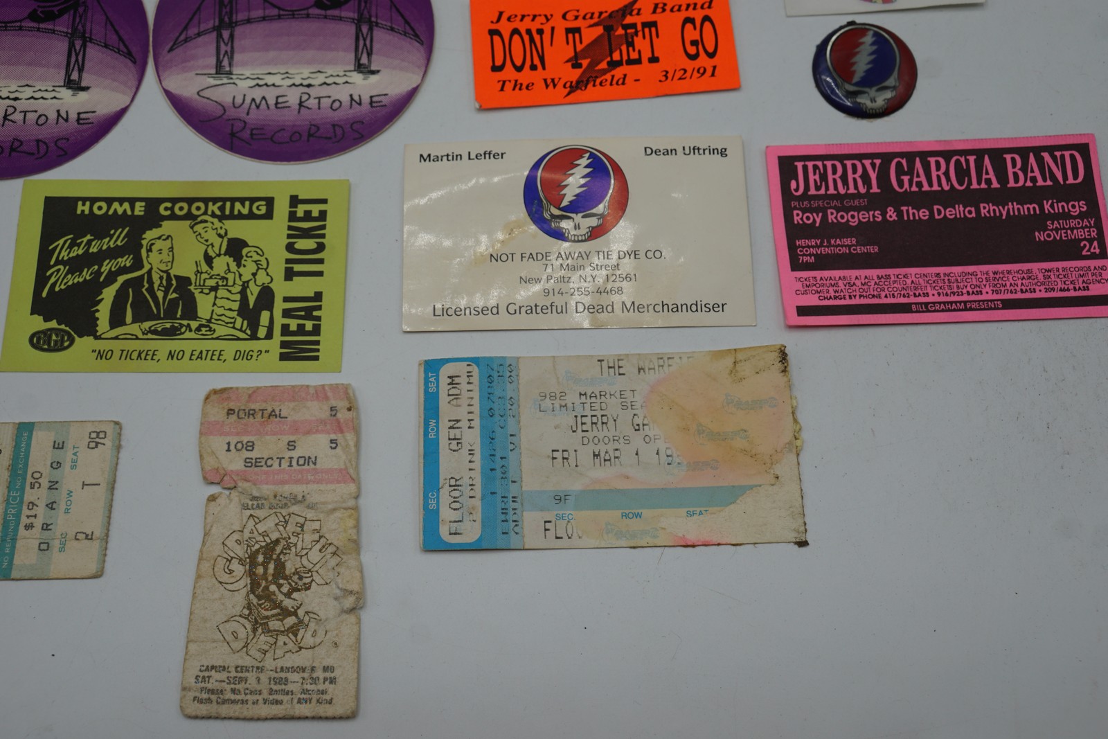 Grateful Dead & Jerry Garcia Band Vintage Concert Memorabilia Ticket Stub Pin