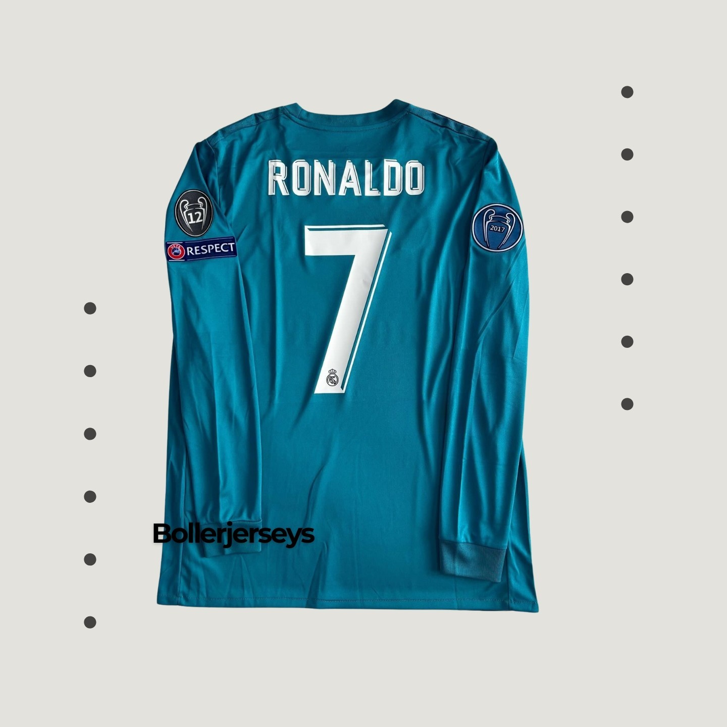 Real Madrid 2017/2018 Long Sleeve Blue Away jersey - Cristiano Ronaldo #7 Jersey