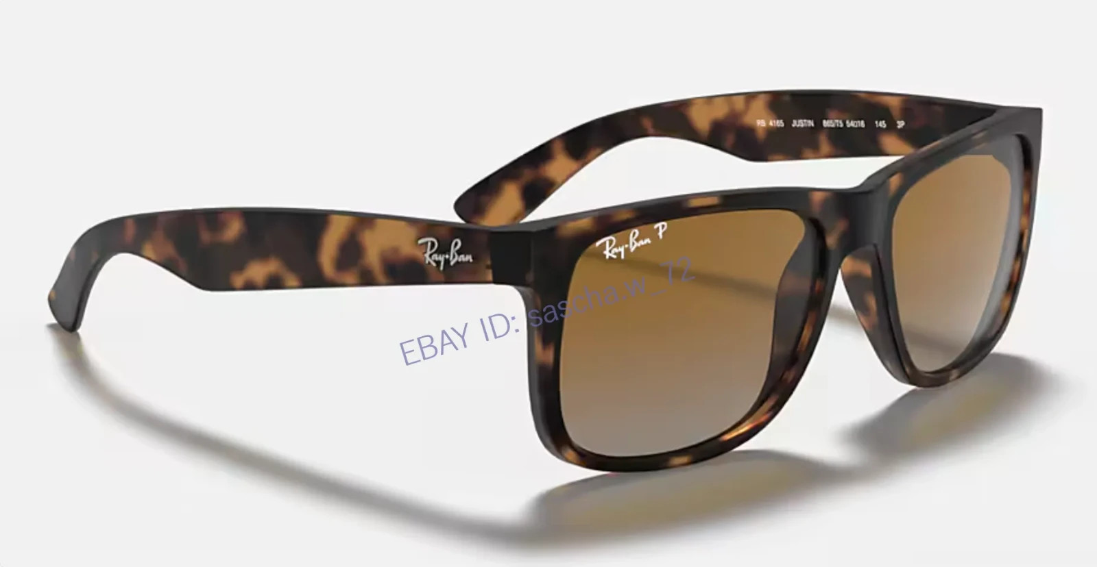 Ray-Ban RB4165 Justin 54mm Polarized Sunglasses Matte Tortoise Grey Brown Lenses