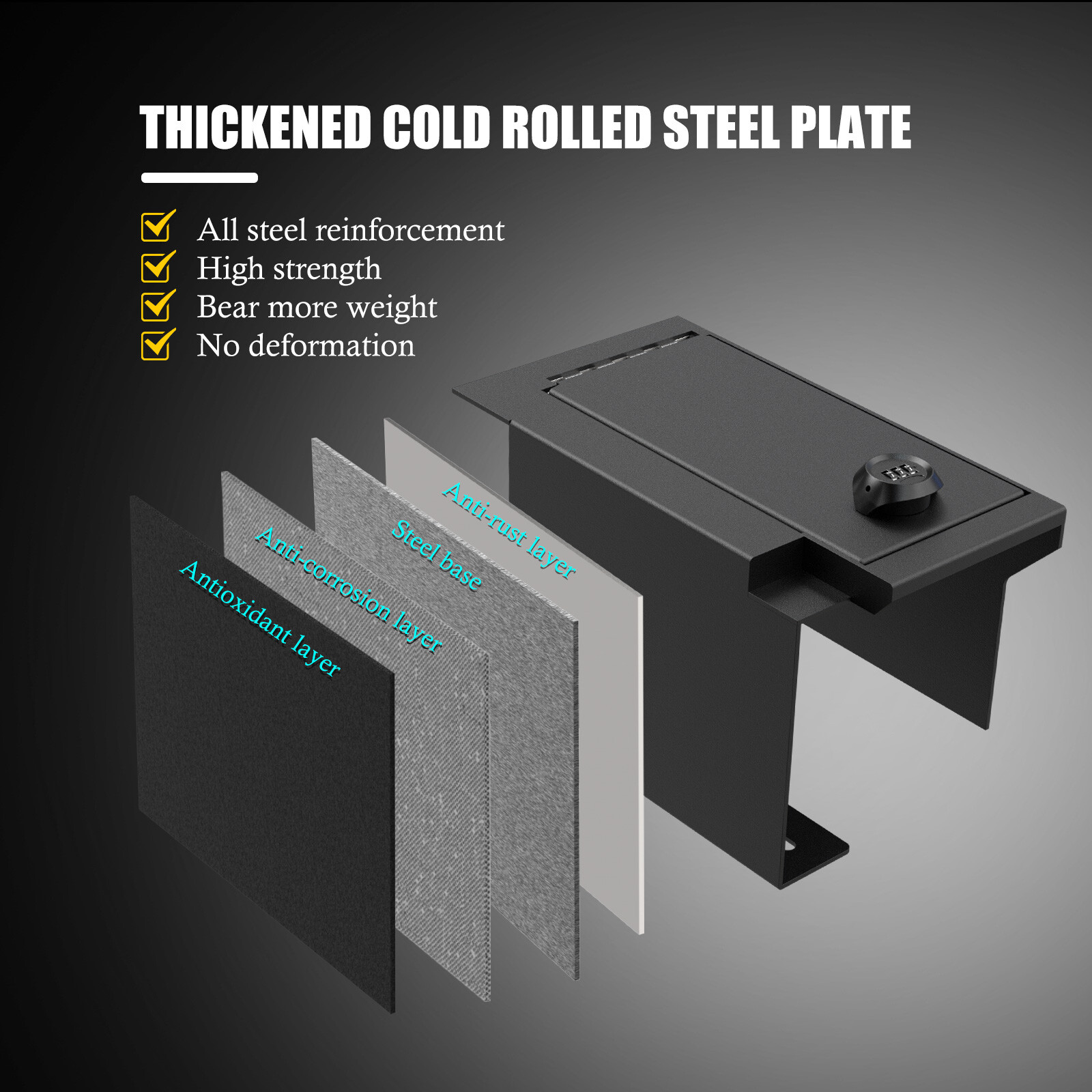 Fits Toyota 2022-2025 Tundra & Sequoia Center Console Safe Half Cabinet Storage.