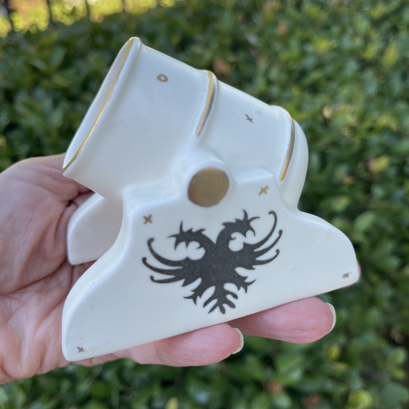 Double Headed Eagle  Porcelain Canon Heraldic Military Figurine Artillery