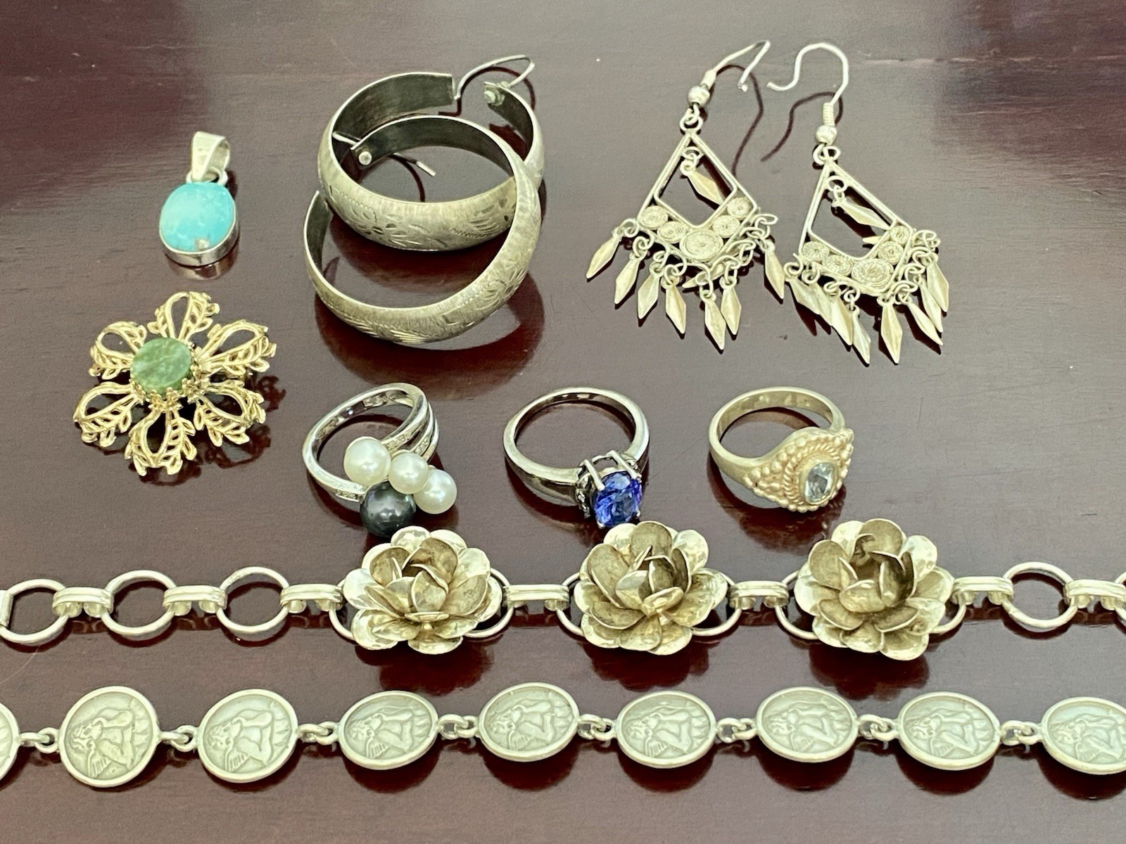 59 grams Sterling Silver Lot 925 Jewelry Rings Bracelets Pendant Earrings