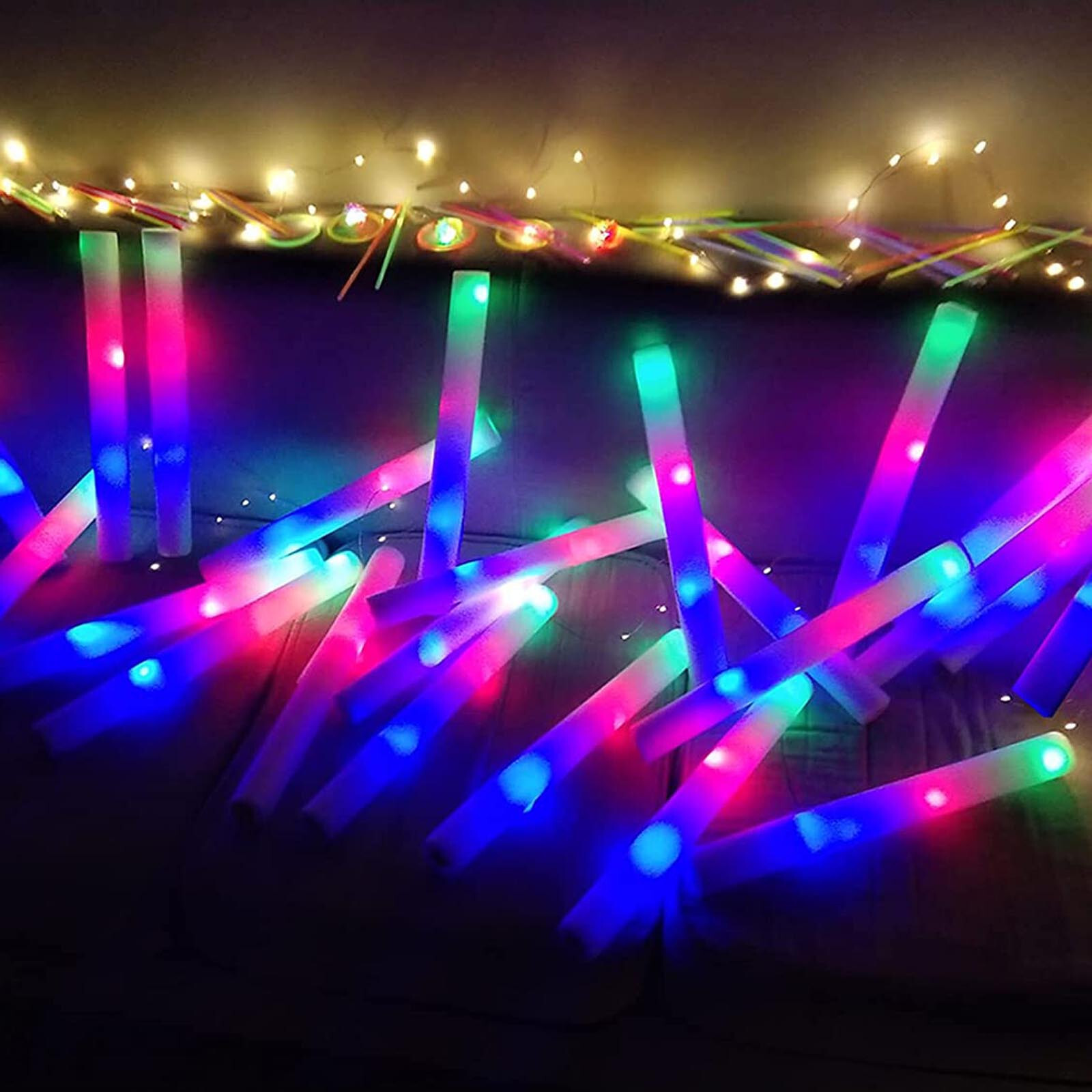 100 Pieces Luminous Foam Sticks LED Glow Foam Sticks Flashing Luminous Sticks