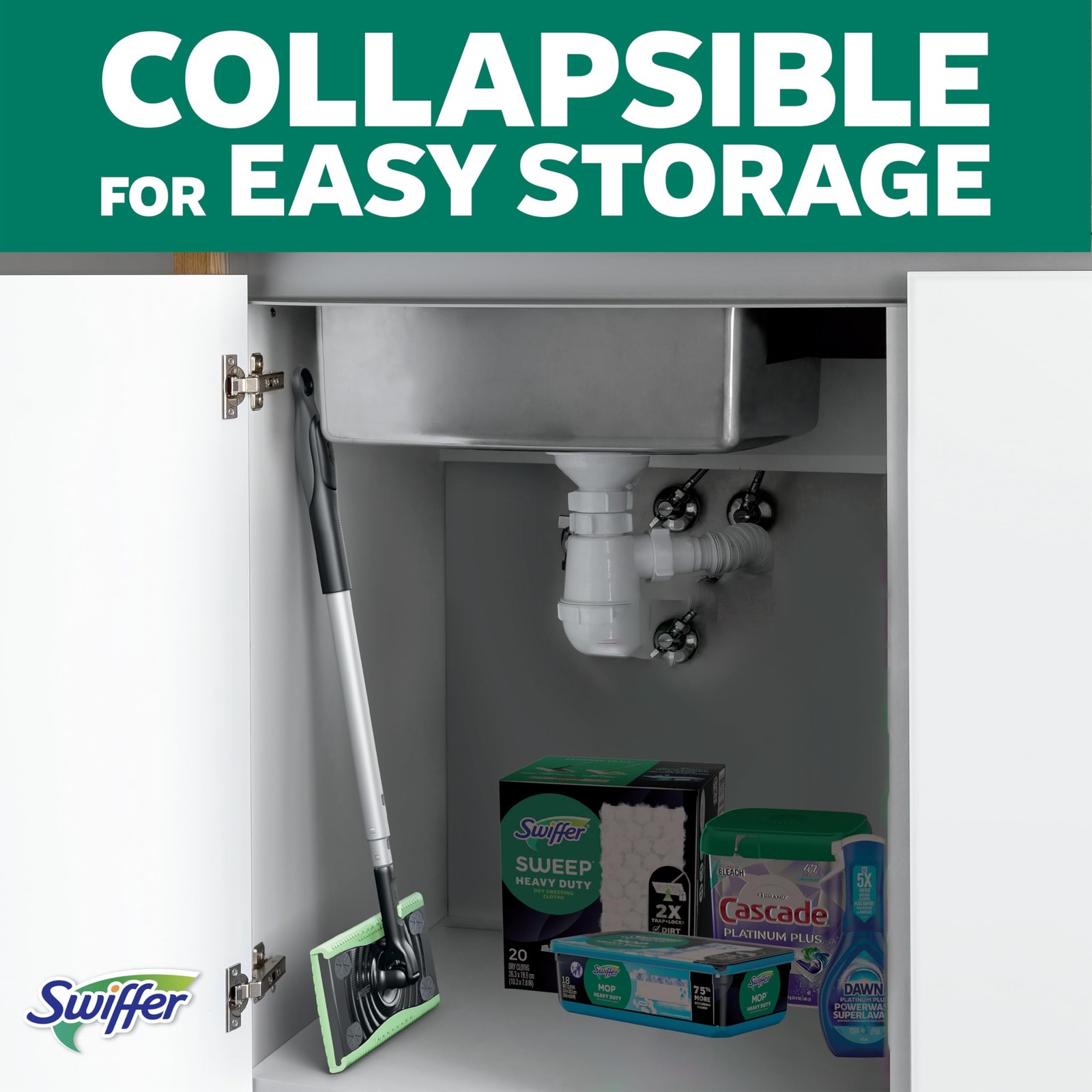 Swiffer Sweep & Mop Deluxe 2-in-1 Multi-Surface 1 Count (Pack of 1), Black