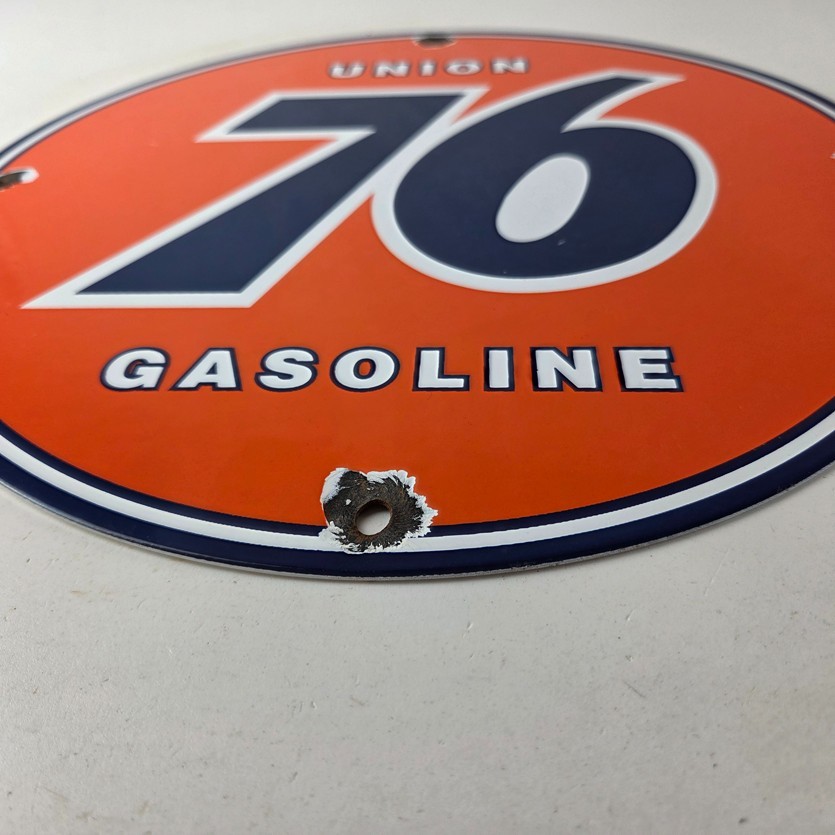 Vintage Union 76 Gasoline Sign - Porcelain Gas Motor Oil Service Pump Sign